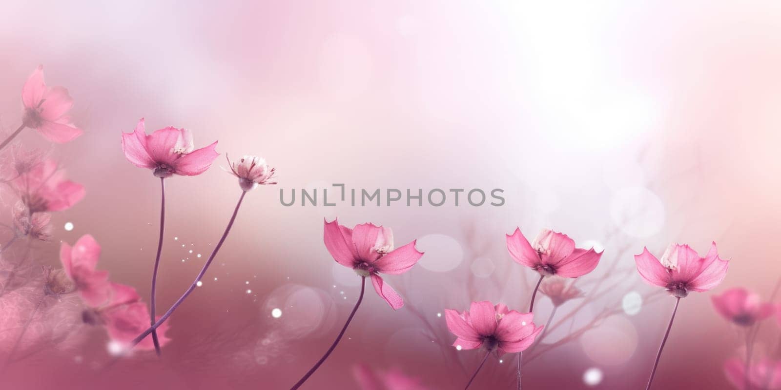 Beautiful abstract pink misty morning photo floral design background banner. beautiful Generative AI AIG32