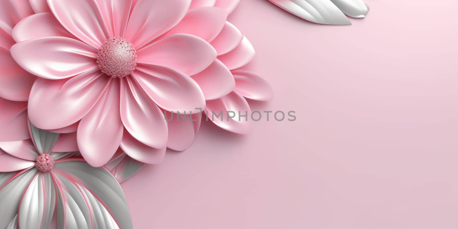 Beautiful abstract pink glossy metallic floral design background. beautiful Generative AI AIG32