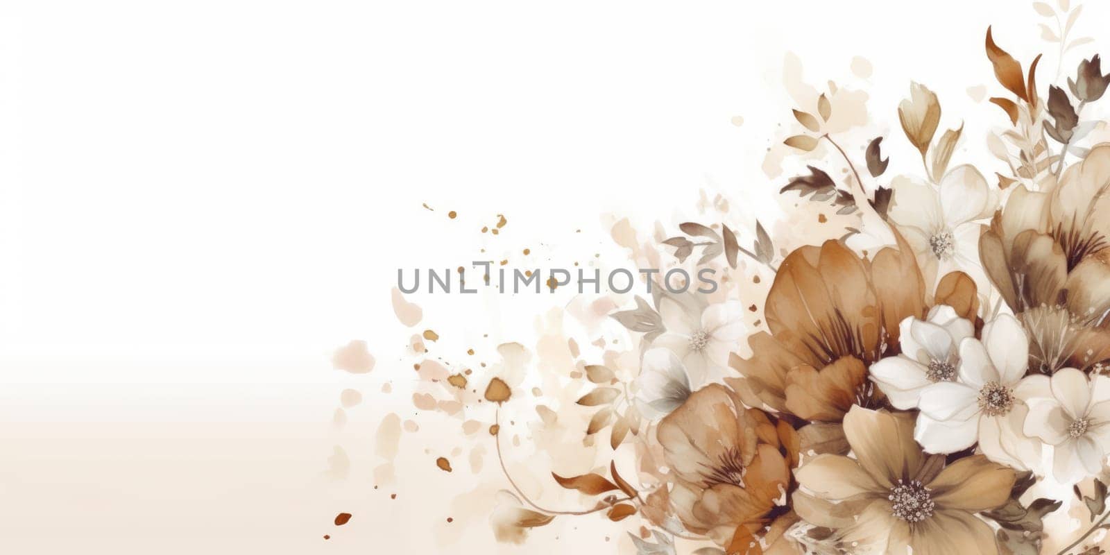 Beautiful abstract beige and white watercolor floral design background. beautiful Generative AI AIG32