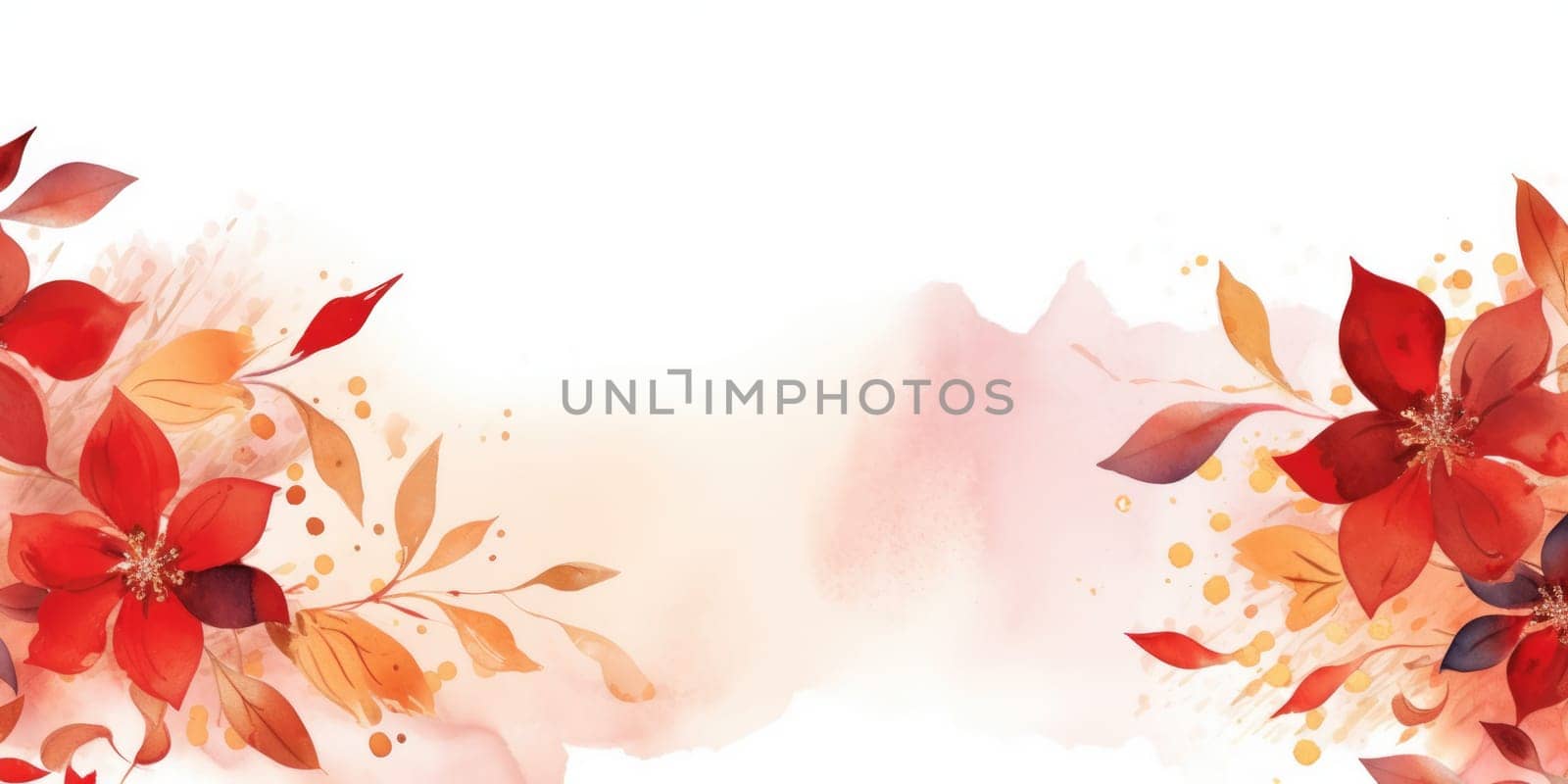 Beautiful abstract red and gold watercolor floral design background. beautiful Generative AI AIG32