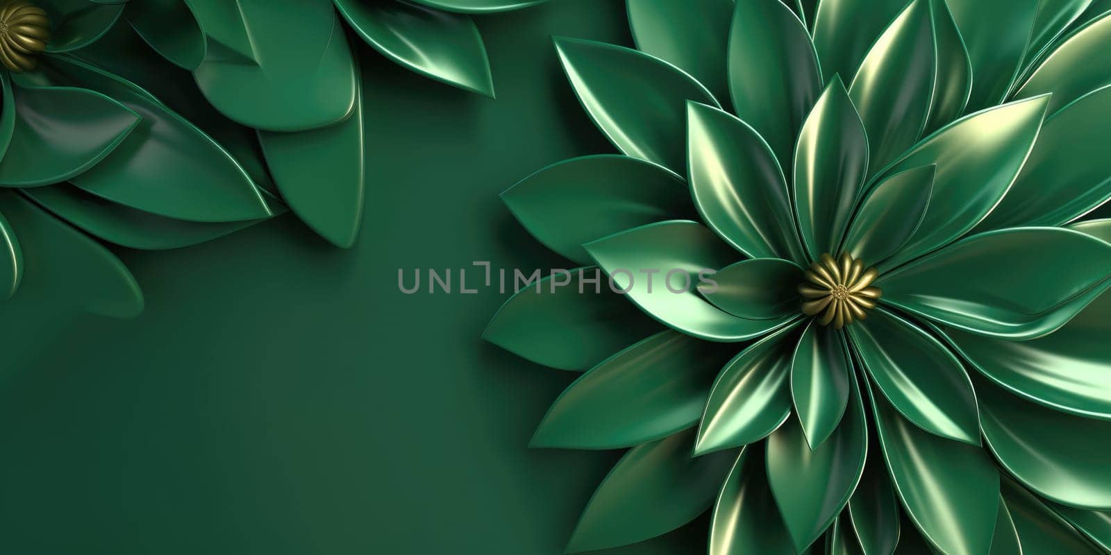 Beautiful abstract green glossy metallic floral design background. beautiful Generative AI AIG32