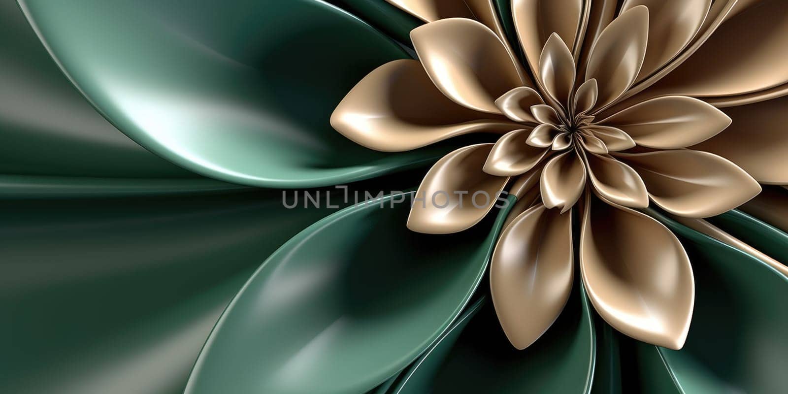 Beautiful abstract green brown glossy metallic floral design background. beautiful Generative AI AIG32