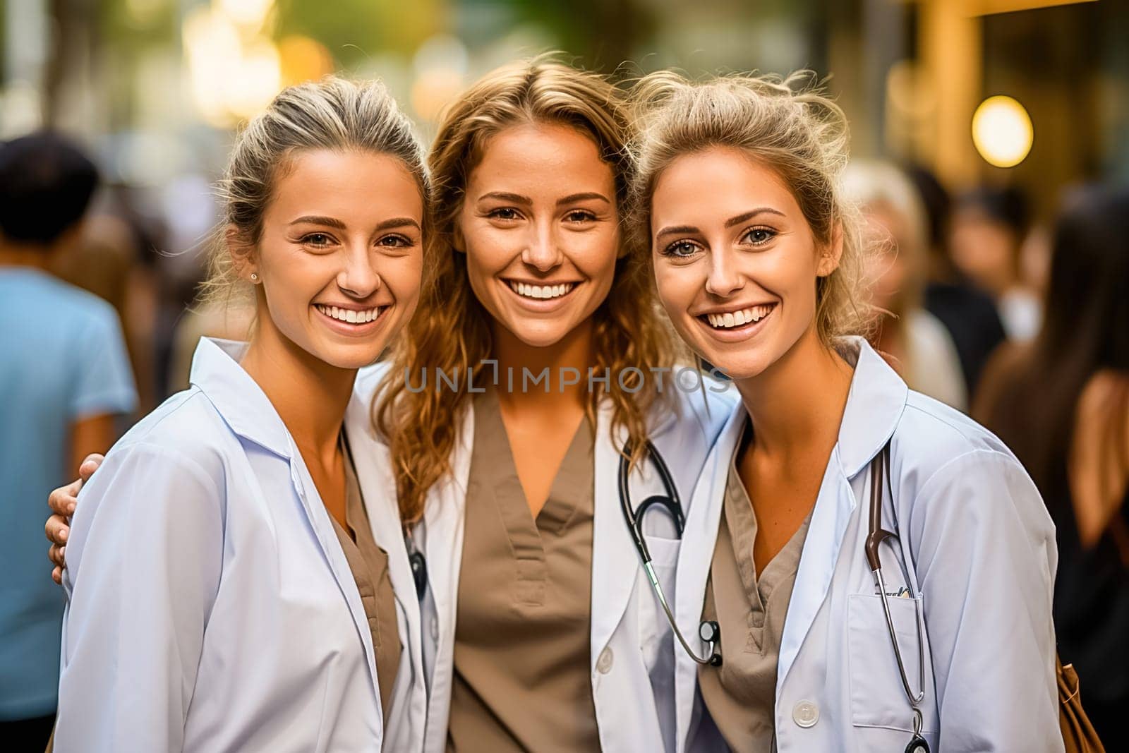 Portrait of a group of female medical college students. Generative AI. High quality illustration