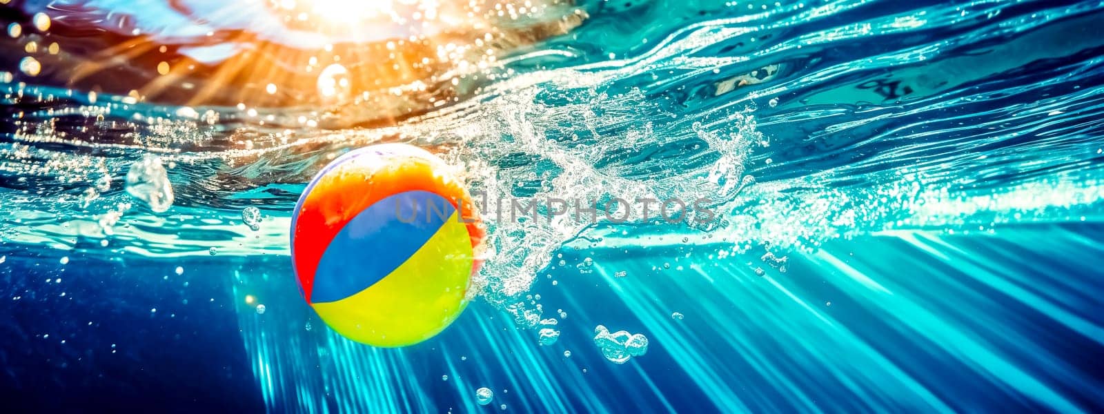 water polo, ball falling into water, made with Generative AI. High quality illustration
