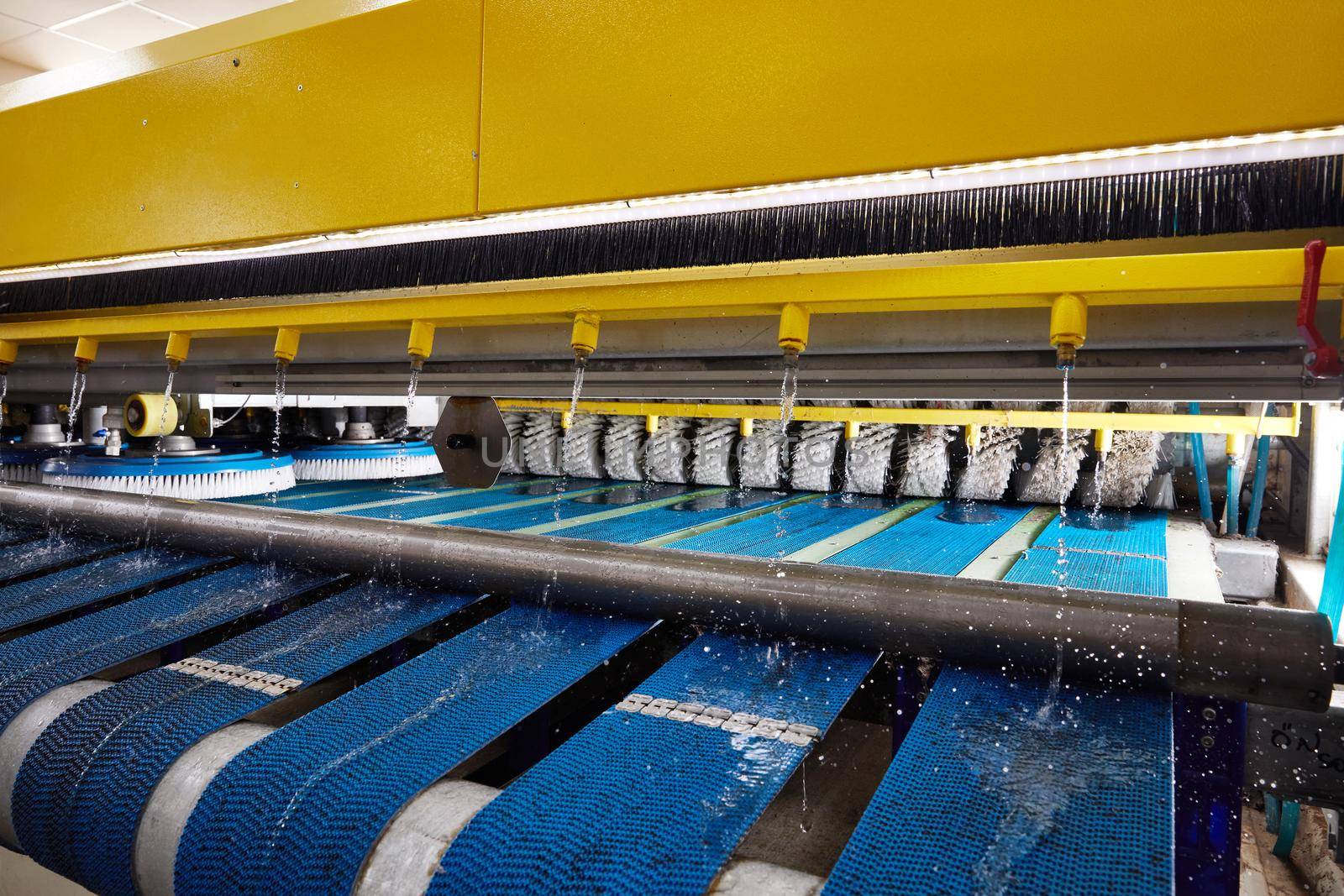 Process of working on automatic machine for dirty carpet washing and dry cleaning