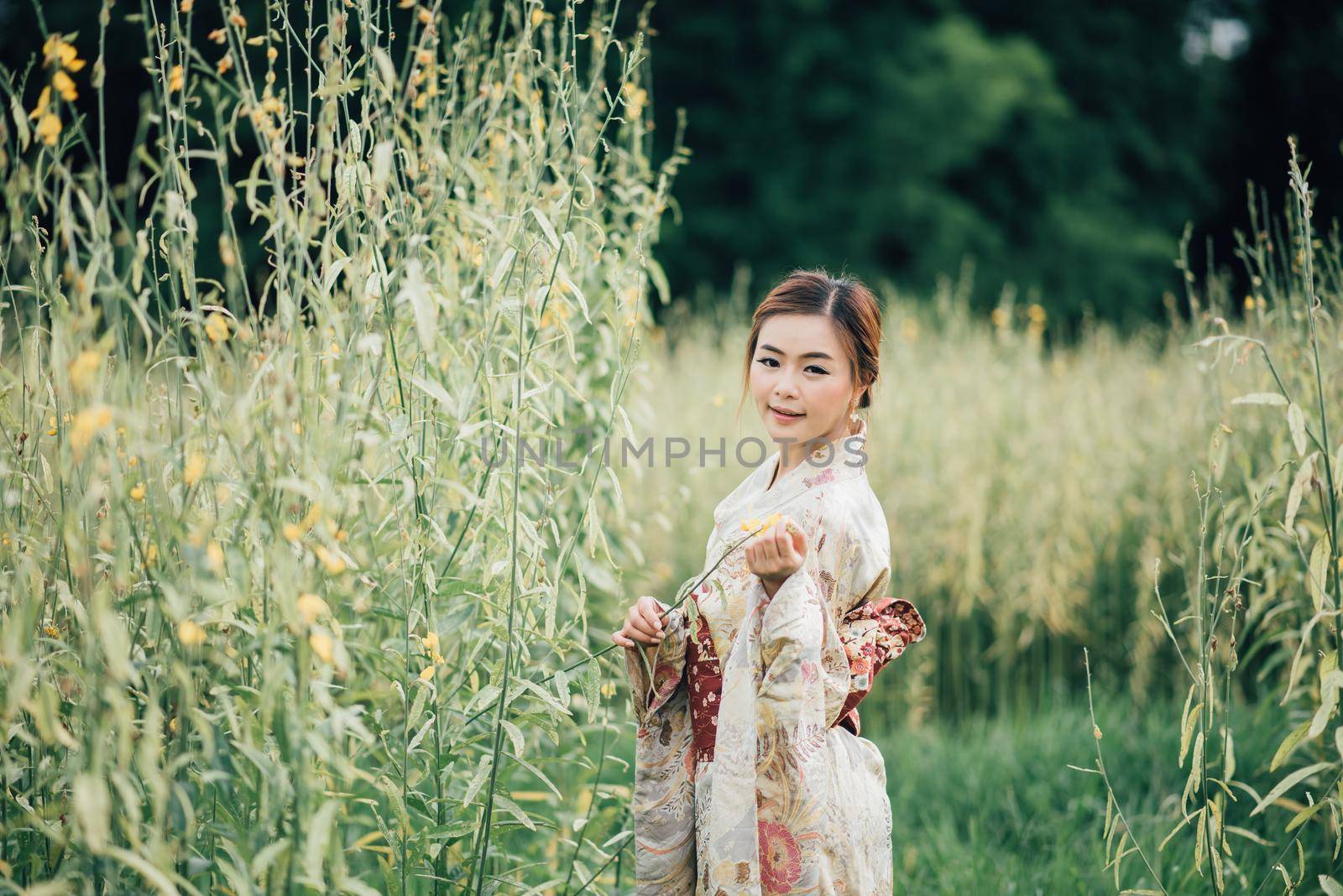 The girl cute with japanese yukata by Wmpix