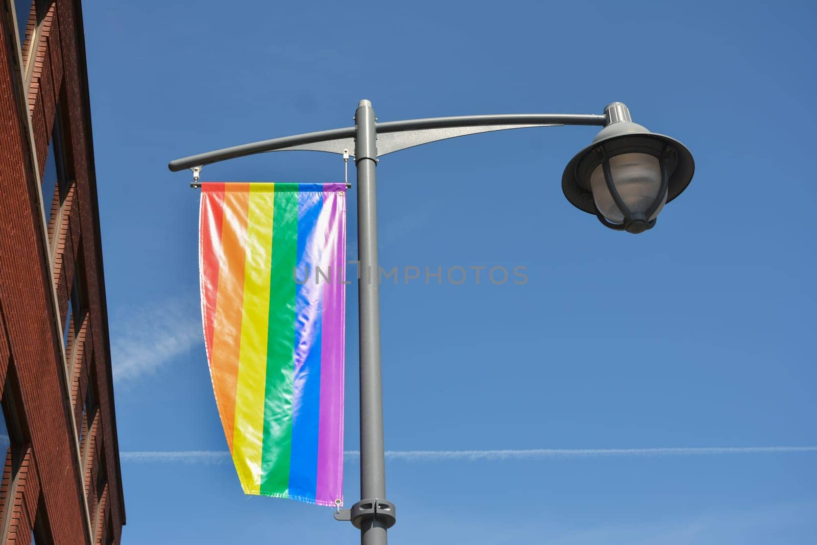 Rainbow flag LGBT on the sky