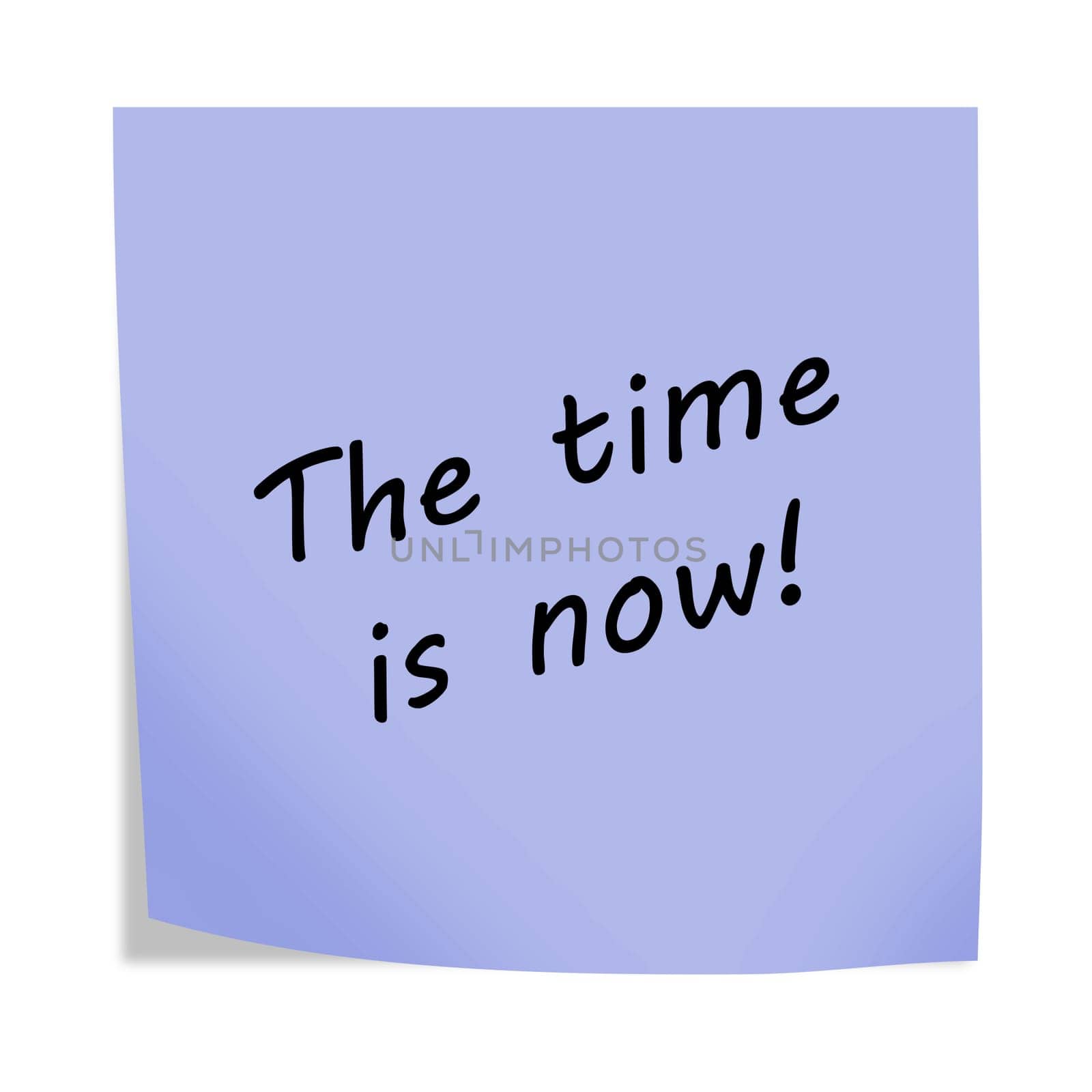 The time is now 3d illustration post note reminder on white with clipping path by VivacityImages