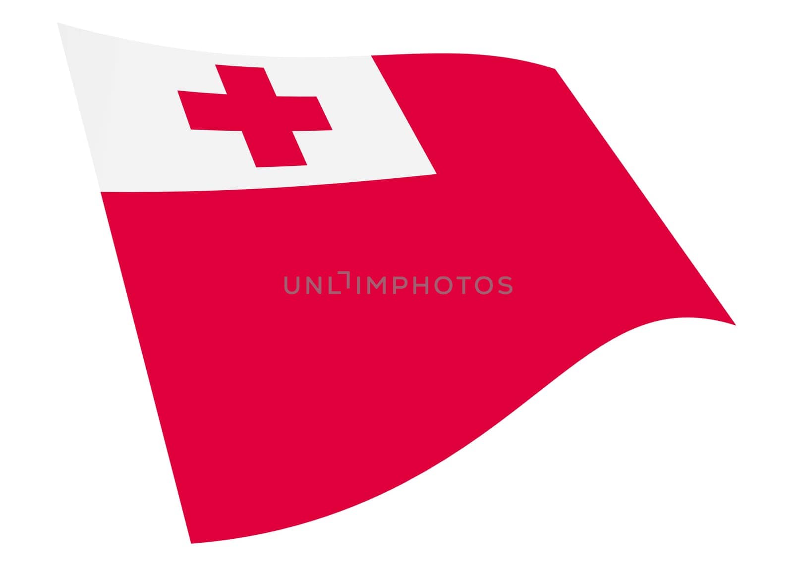 A Tonga waving flag graphic isolated on white with clipping path 3d illustration