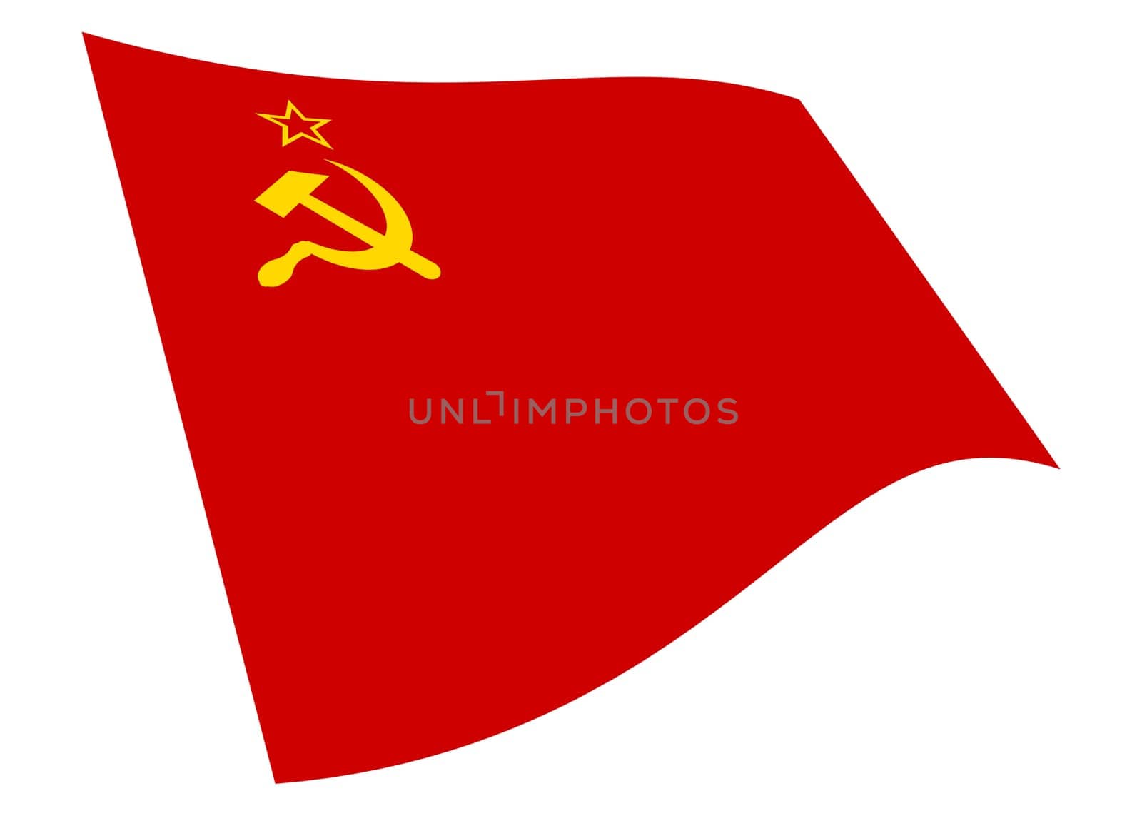 A USSR CCCP waving flag graphic isolated on white with clipping path 3d illustration