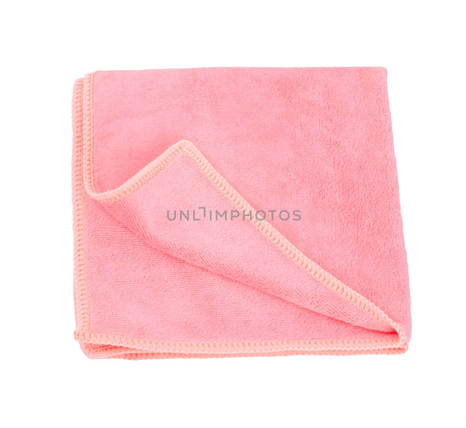 Pink Microfiber Towel isolated on white background, Save clipping path.