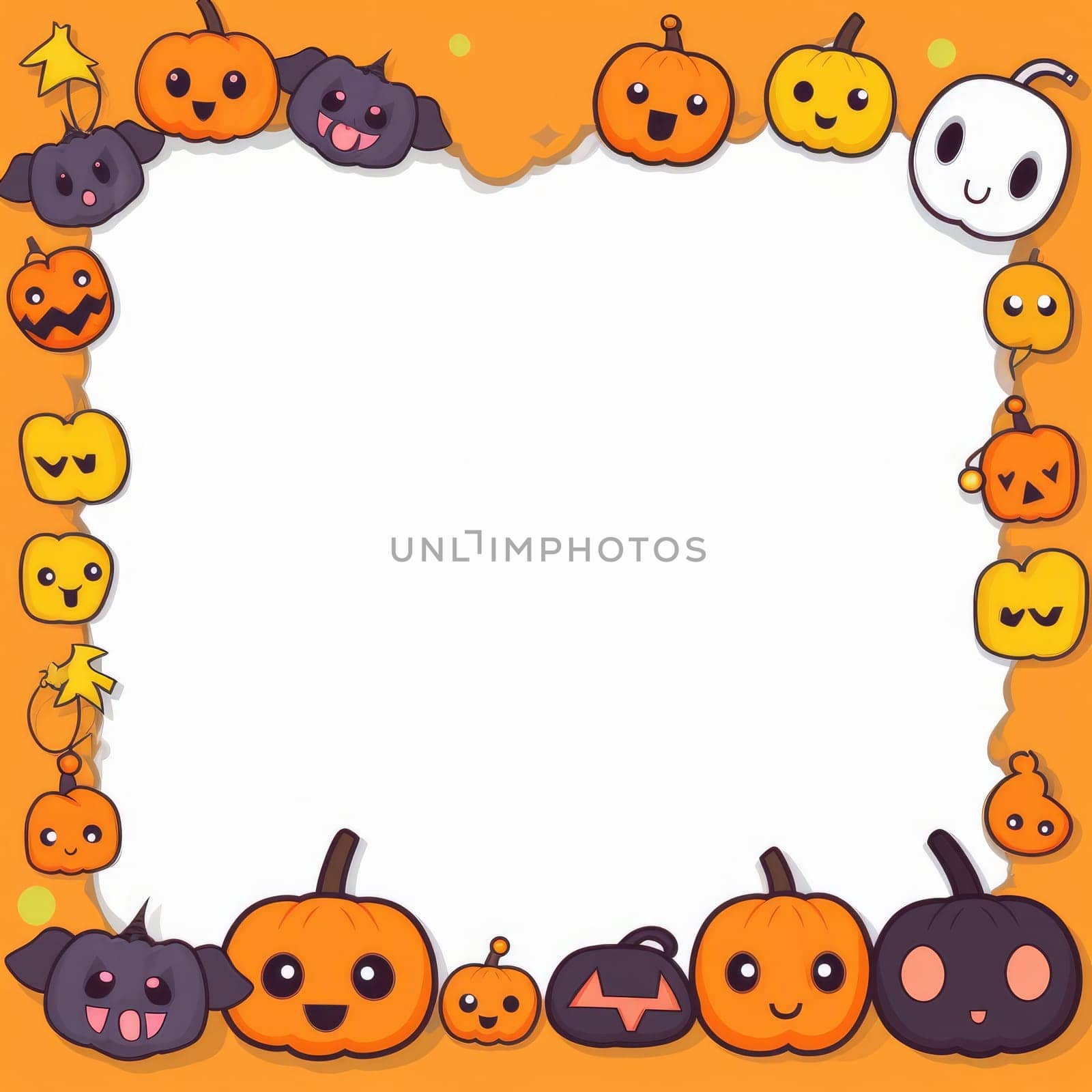 Cute Halloween borders background. Halloween day festival. Generative AI by itchaznong