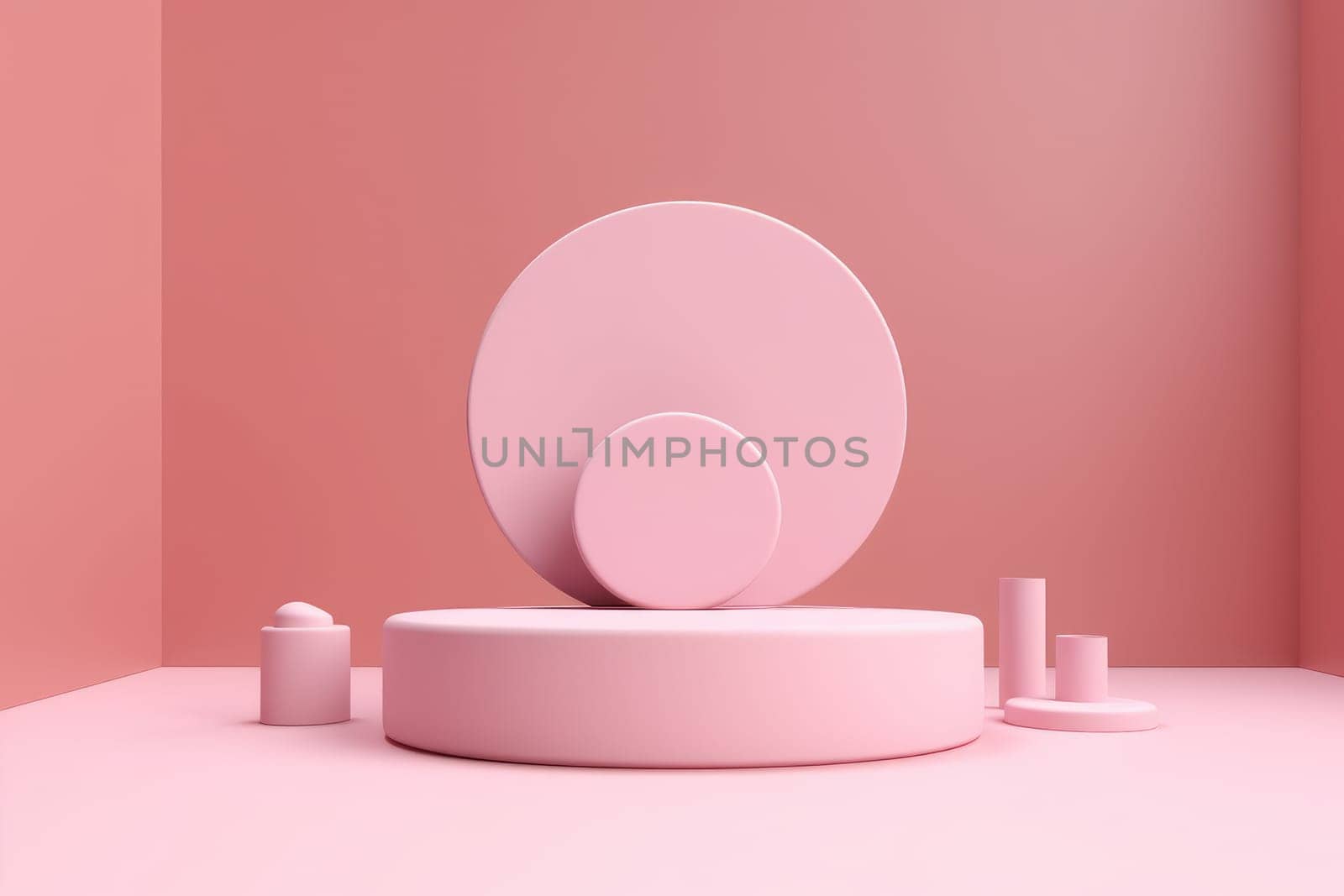 Minimal abstract colorful pink podium, product display. AI Generative