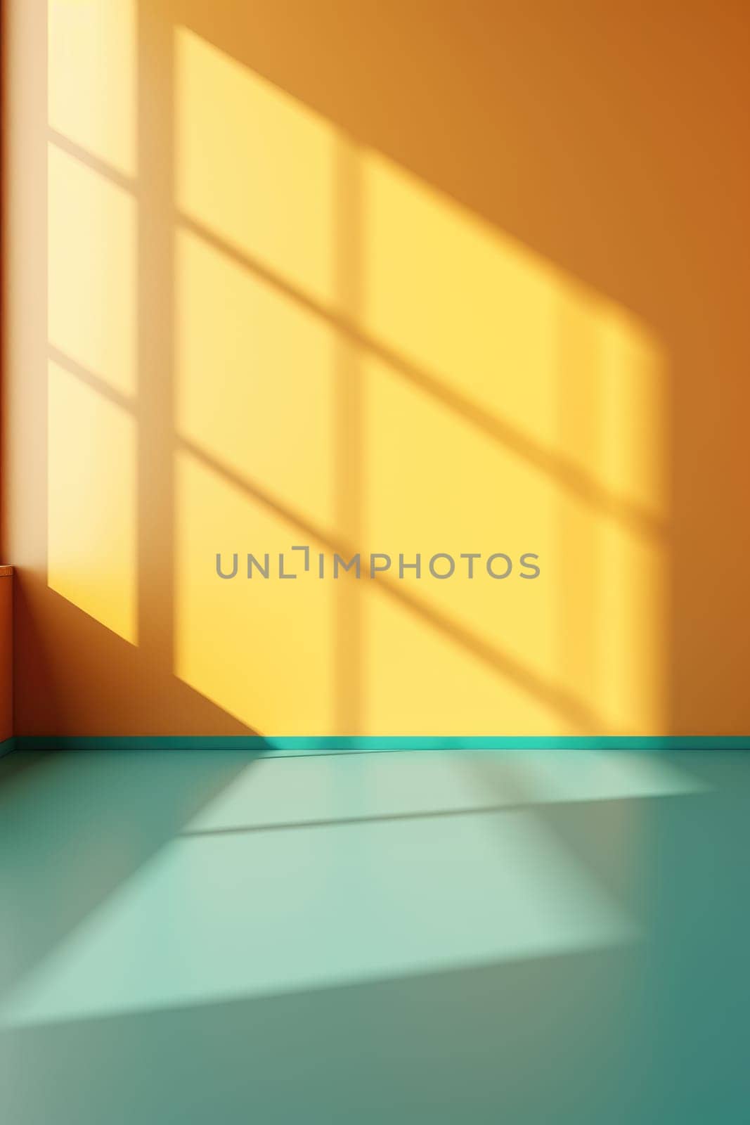 Colorful minimal interior, wall and floor with shadow, AI Generated . High quality photo