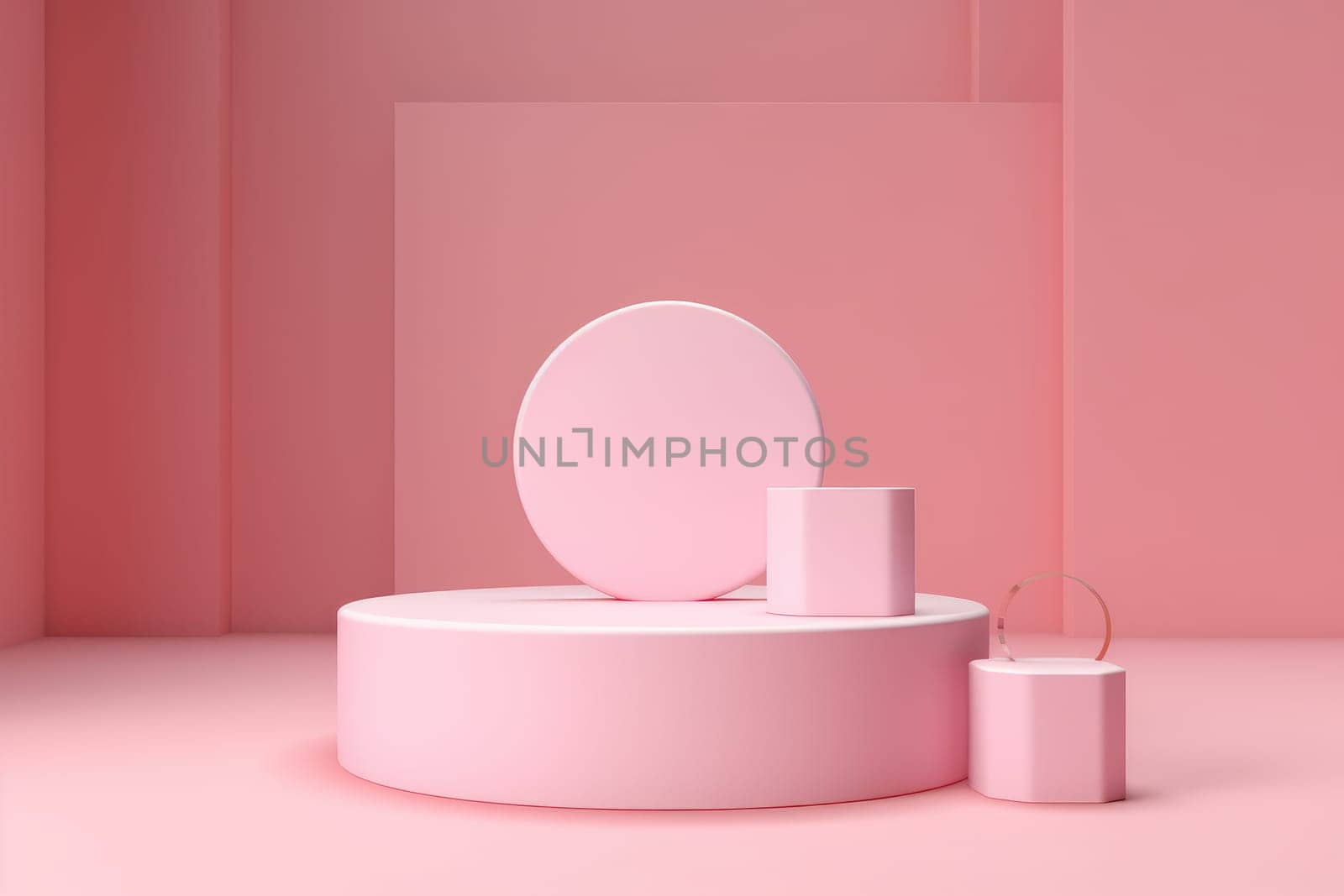 Minimal abstract colorful pink podium, product display. AI Generative