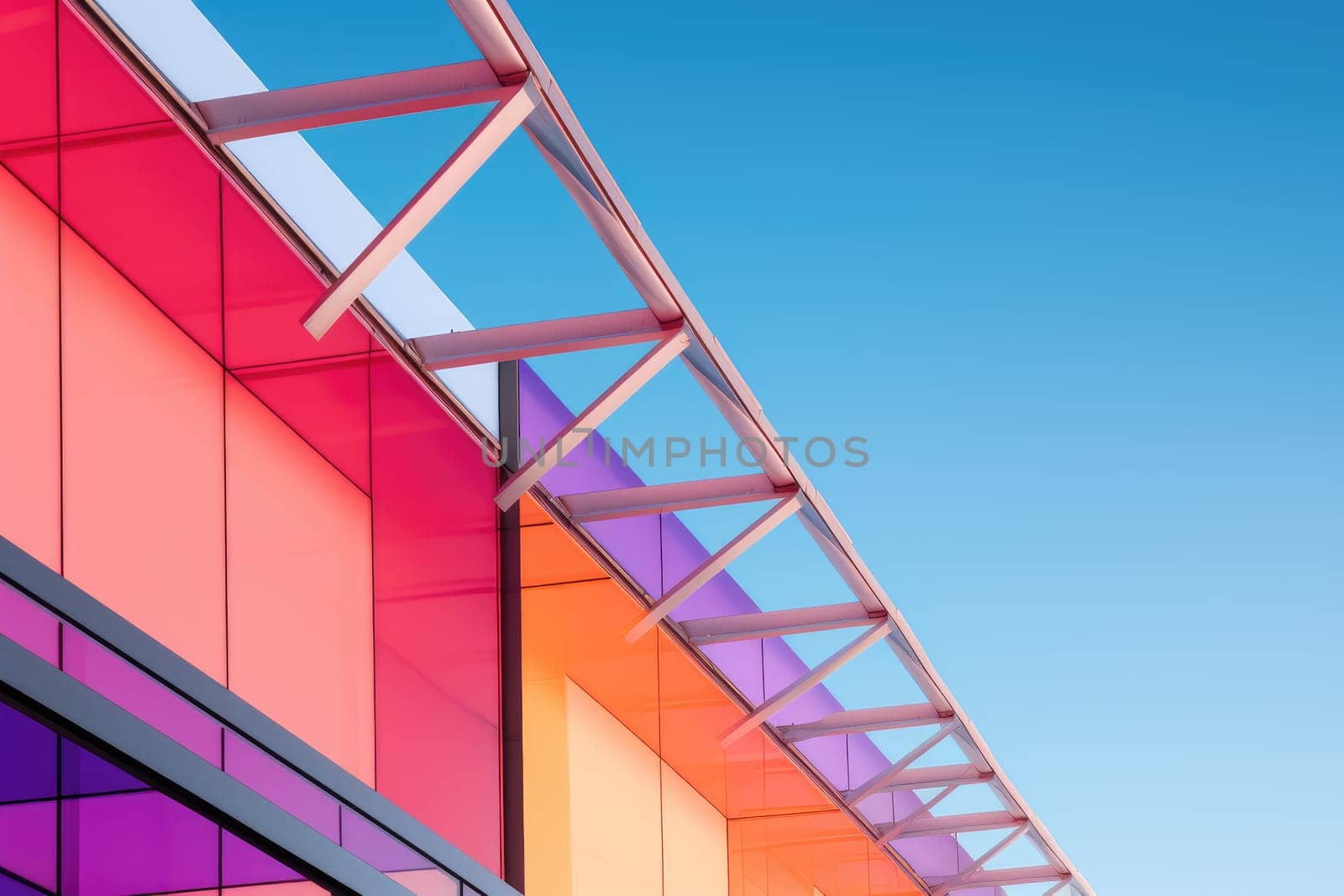 Colorful buildings minimal abstract design, AI Generated by Desperada