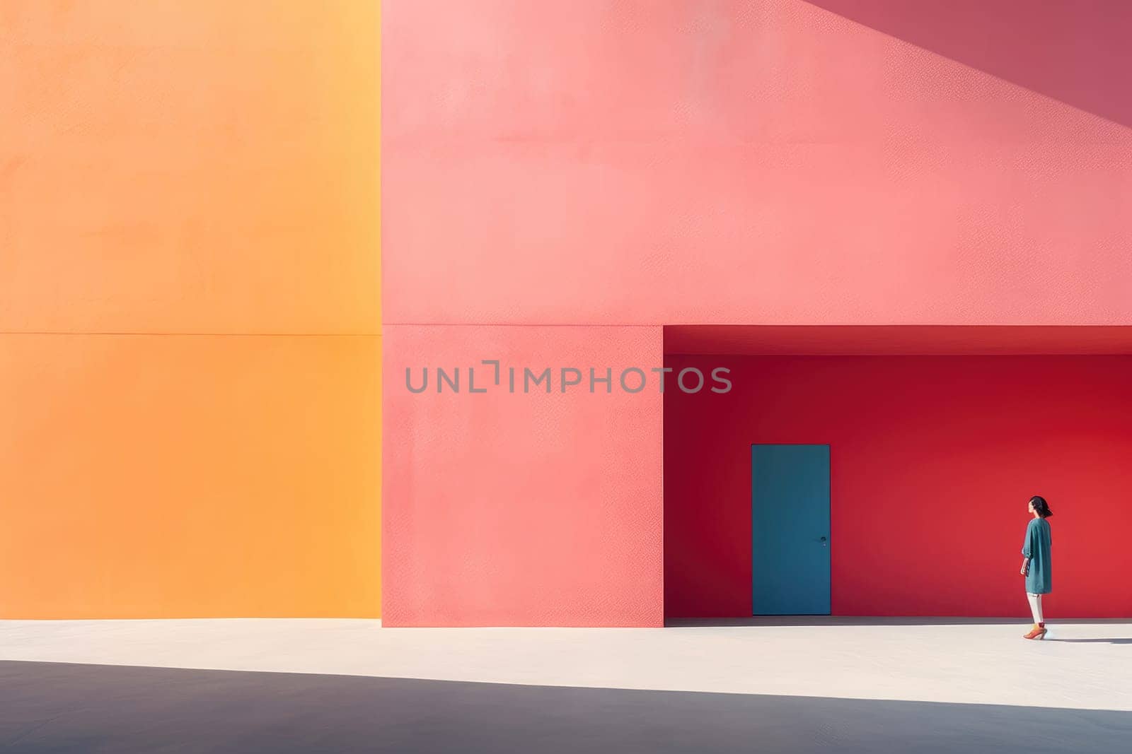 Colorful buildings minimal abstract design, AI Generated by Desperada