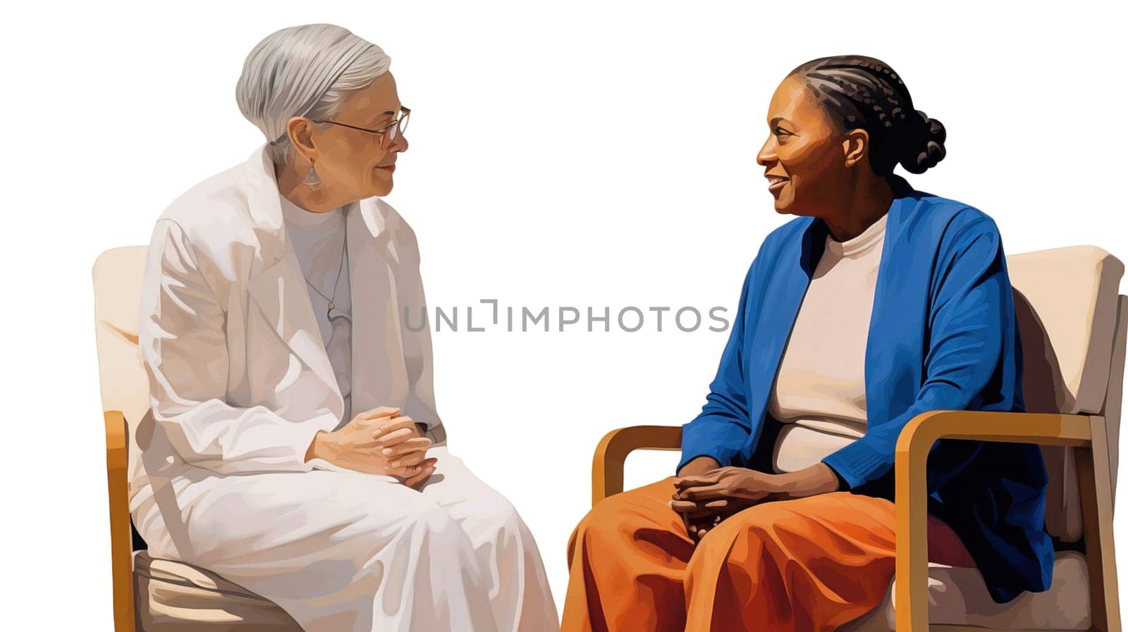 A female doctor advises a woman. Generative AI. High quality illustration