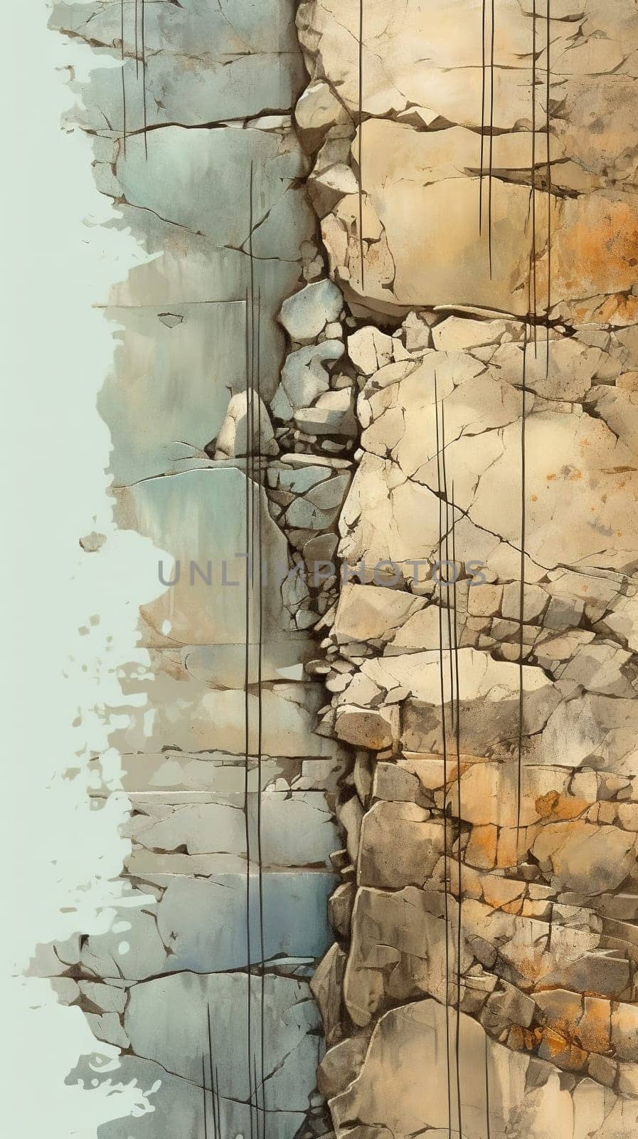 Blue and orange cracked surface - wall art -generative AI, Ai generated by chrisroll
