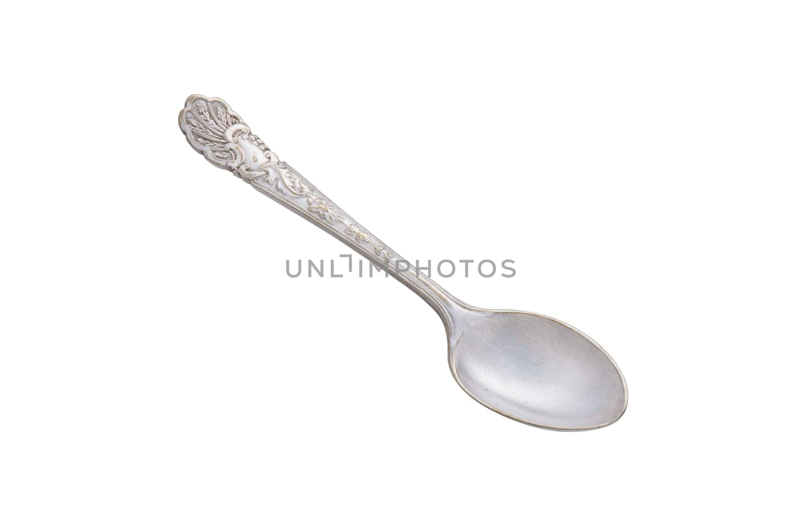 Metal dessert spoon, cut out, photo stacking