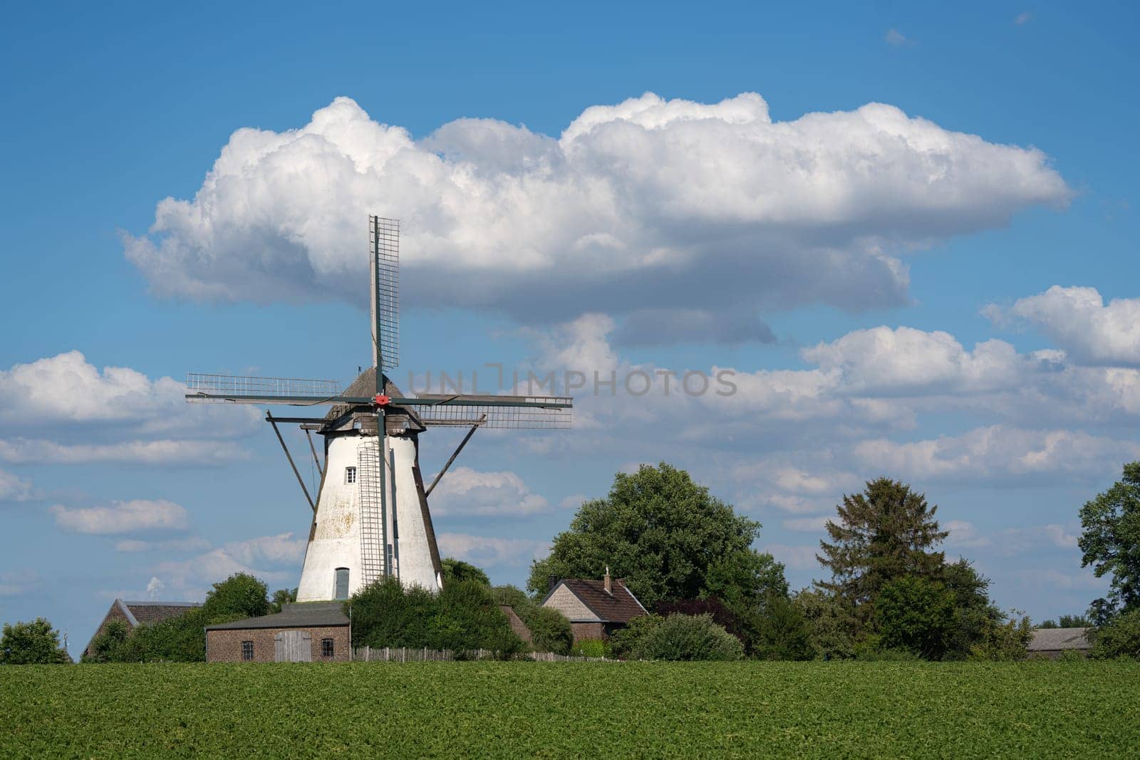 Panoramic image of windmill, Bedburg, North Rhine Westphalia, Germany