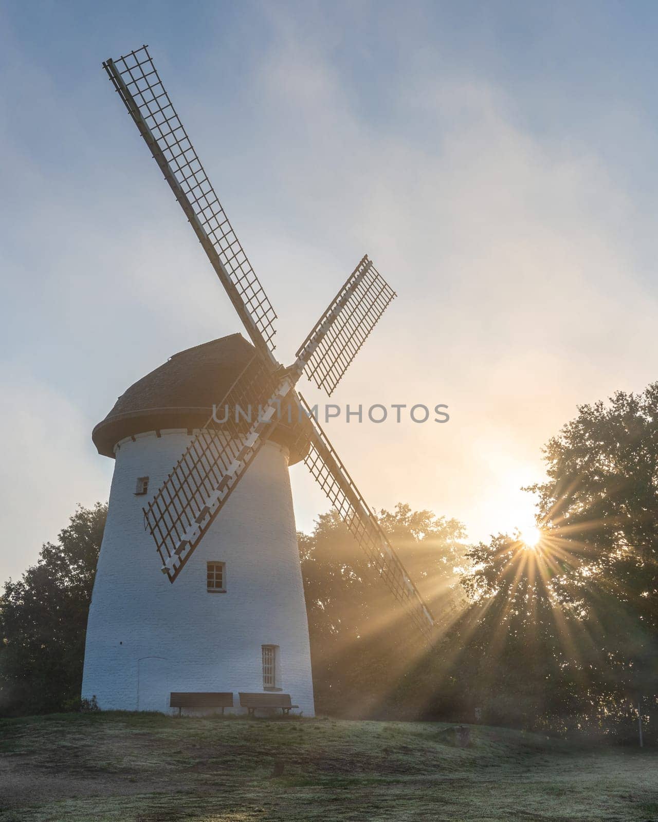 Panoramic image of windmill, Krefeld, North Rhine Westphalia, Germany