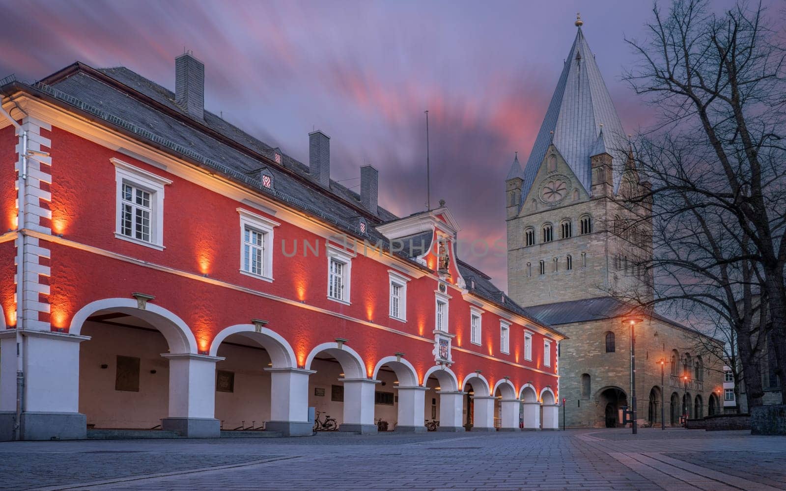 Historic district with old buildings of Soest, North Rhine Westphalia, Germany