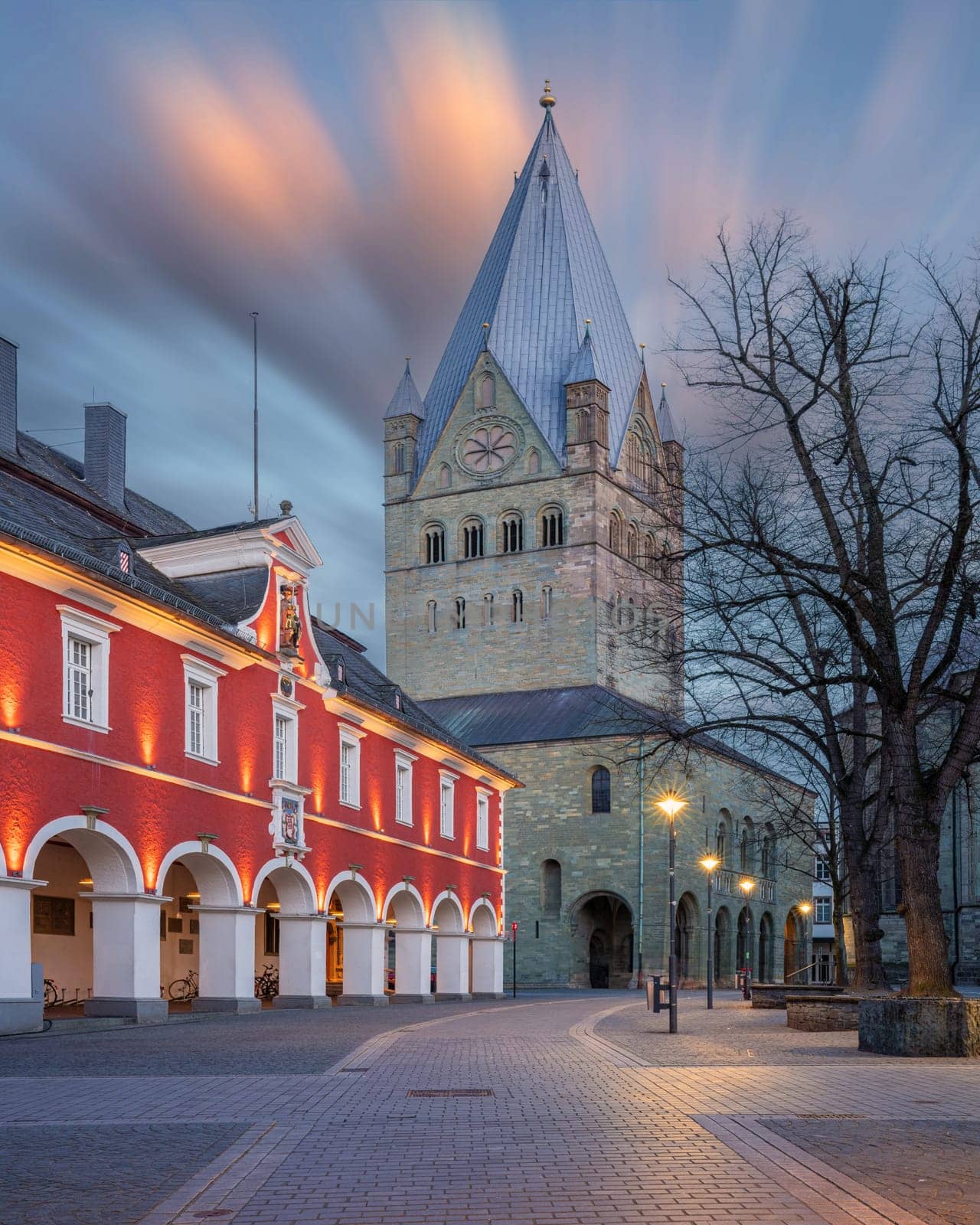 Historic district with old buildings of Soest, North Rhine Westphalia, Germany