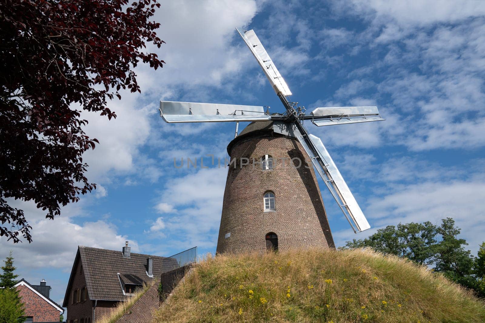 Panoramic image of windmill, Stommeln, North Rhine Westphalia, Germany