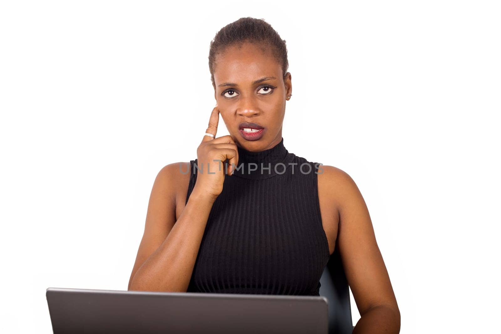 Woman working in office Business woman or secretary at office, taking a break, relaxing or stressed at work thinking.