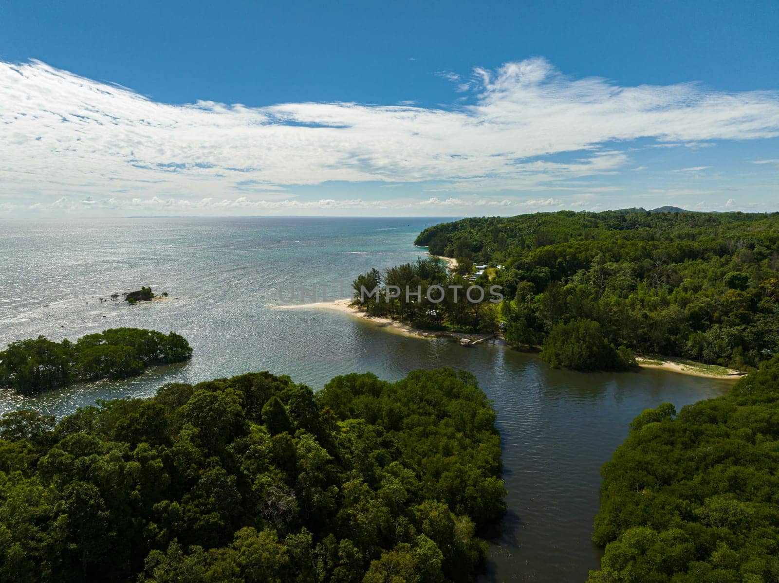 Coast of Borneo island and tropical vegetation and jungle. Sabah, Malaysia.
