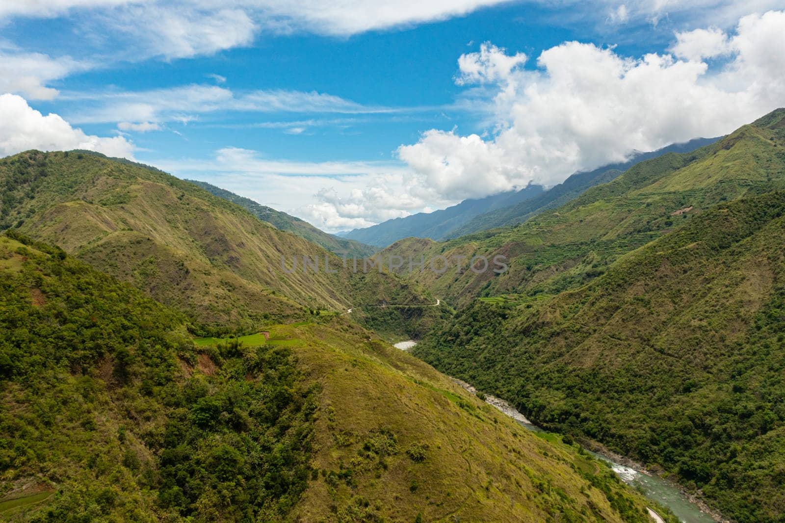 Mountain slopes with tropical vegetation. Philippines.