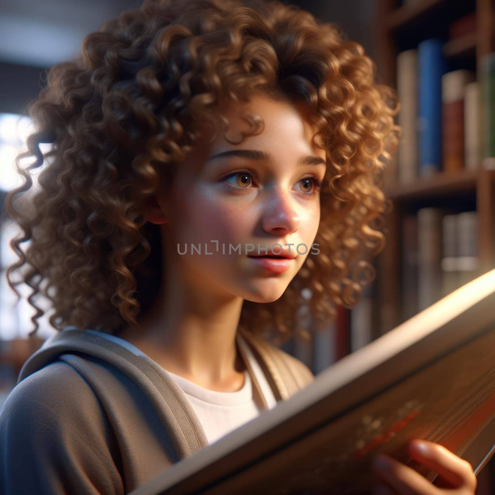 Girl with a book. Image created by AI