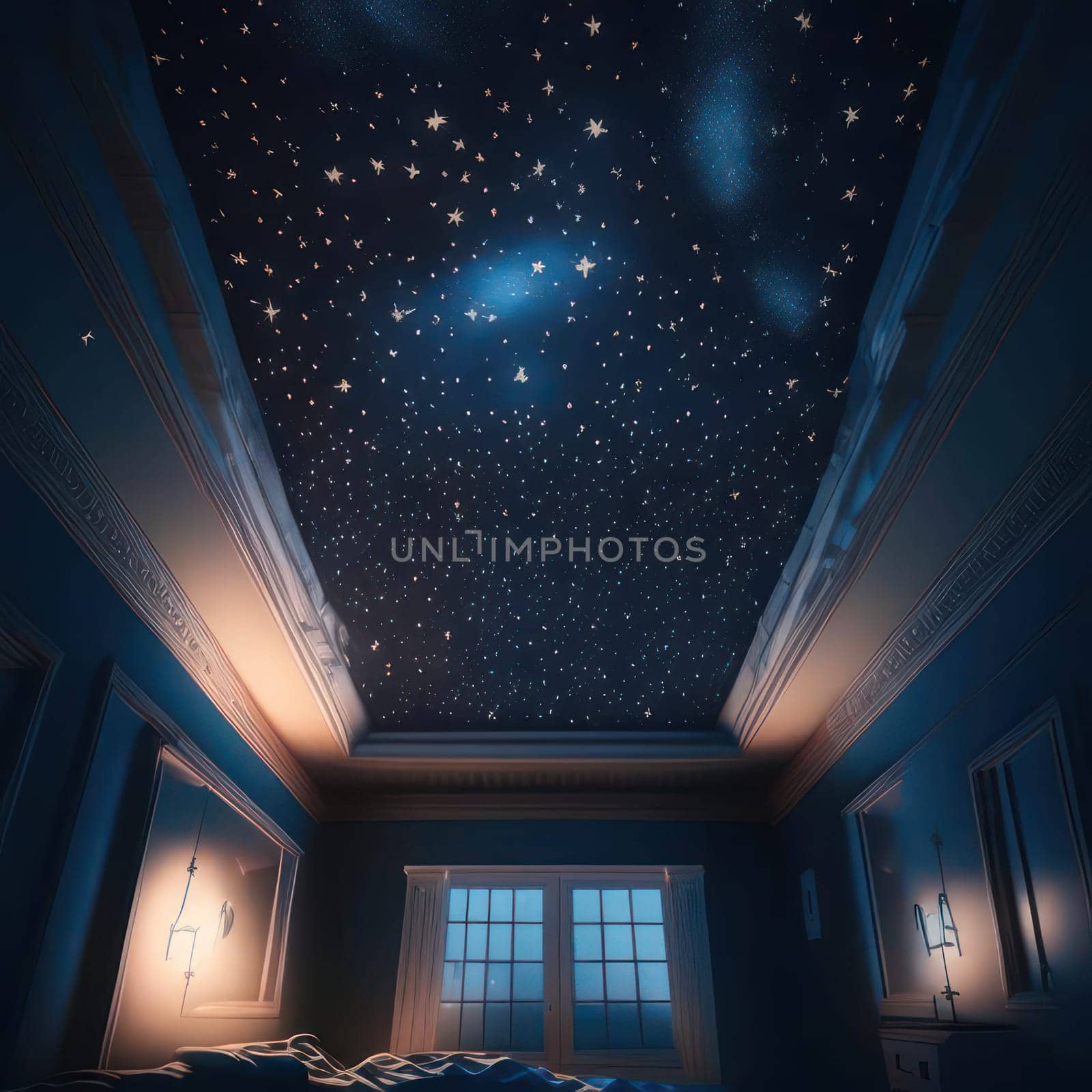 Stars on the ceiling of the room. Image created by AI