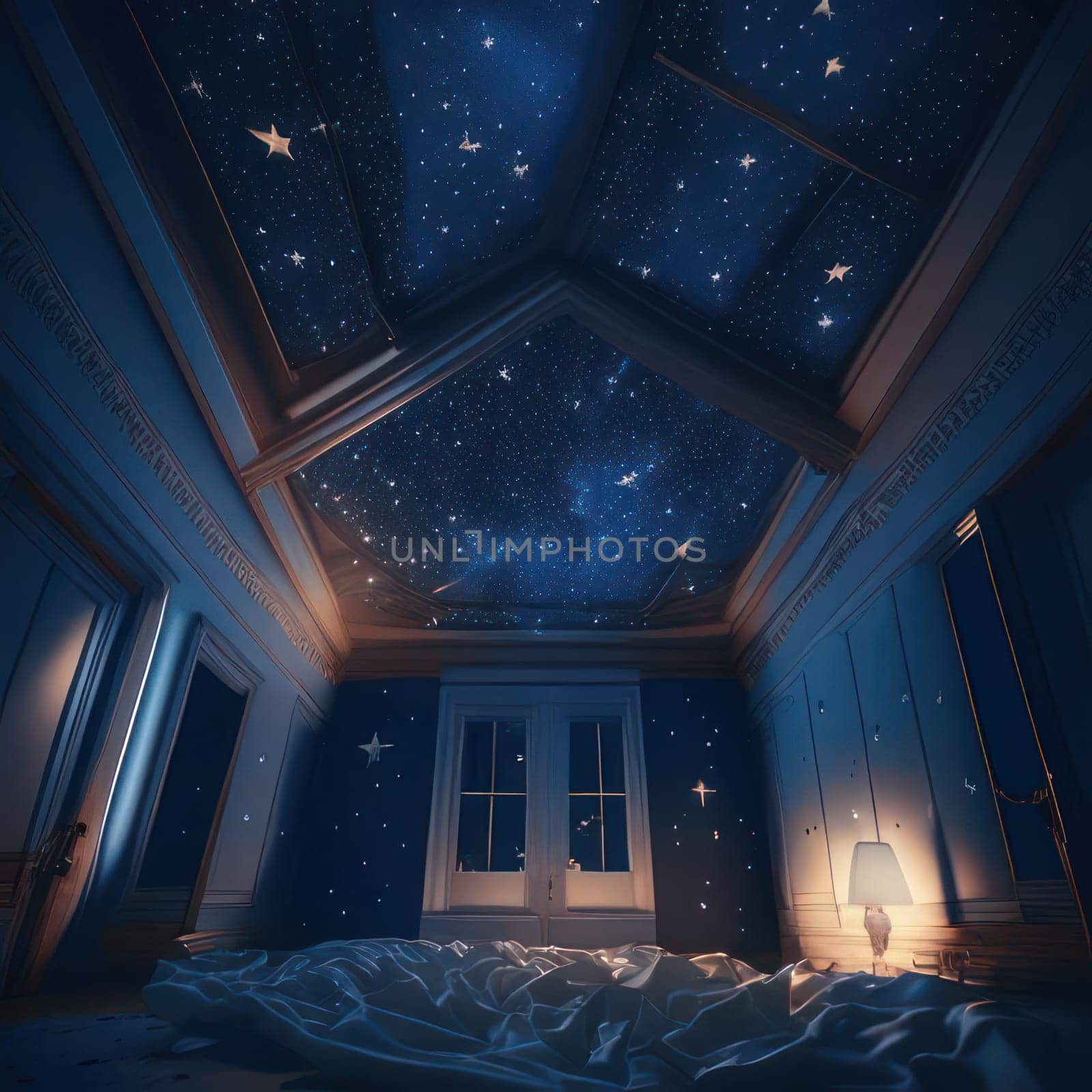 Stars on the ceiling of the room. Image created by AI