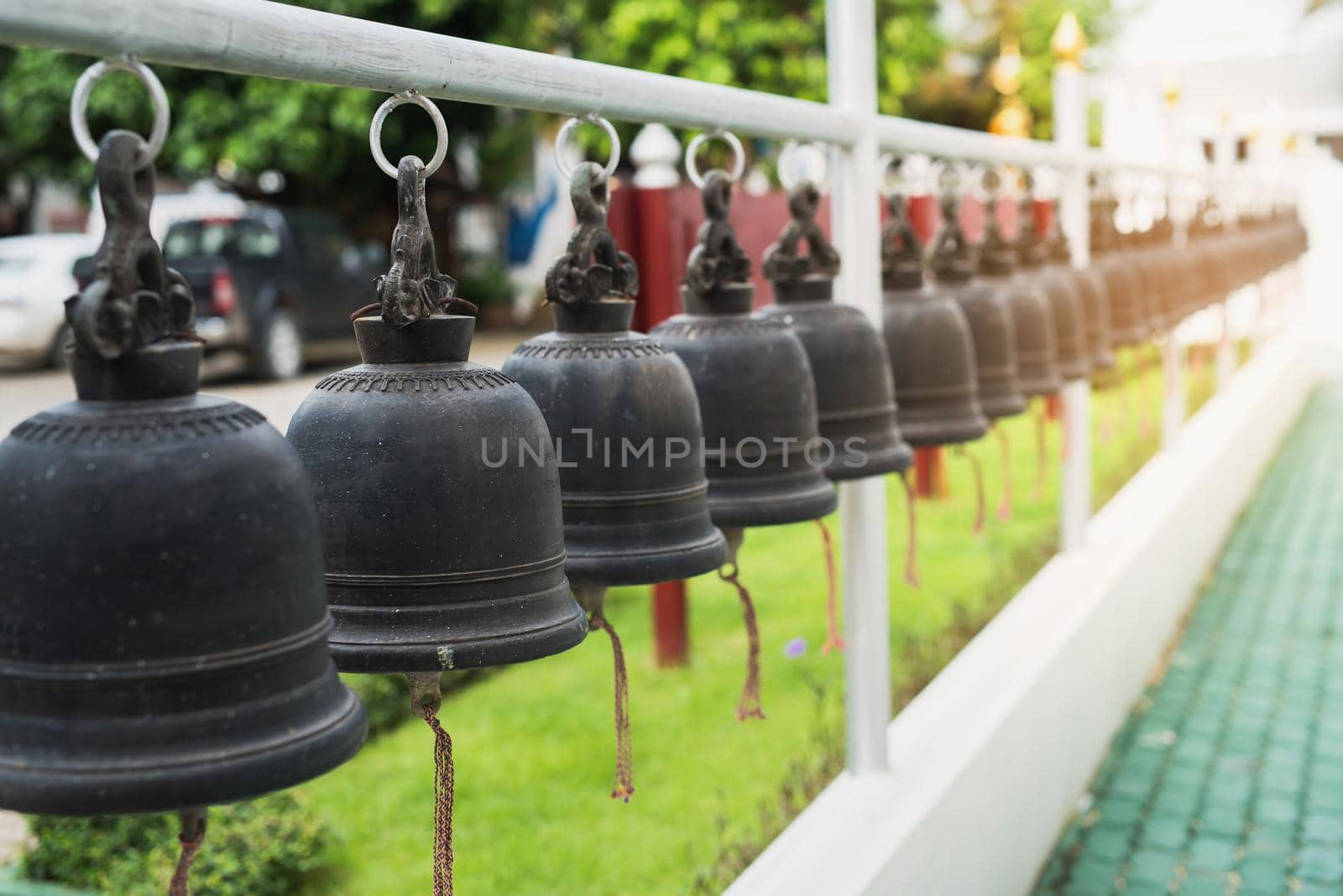 Big brass bell in the temple by Wmpix