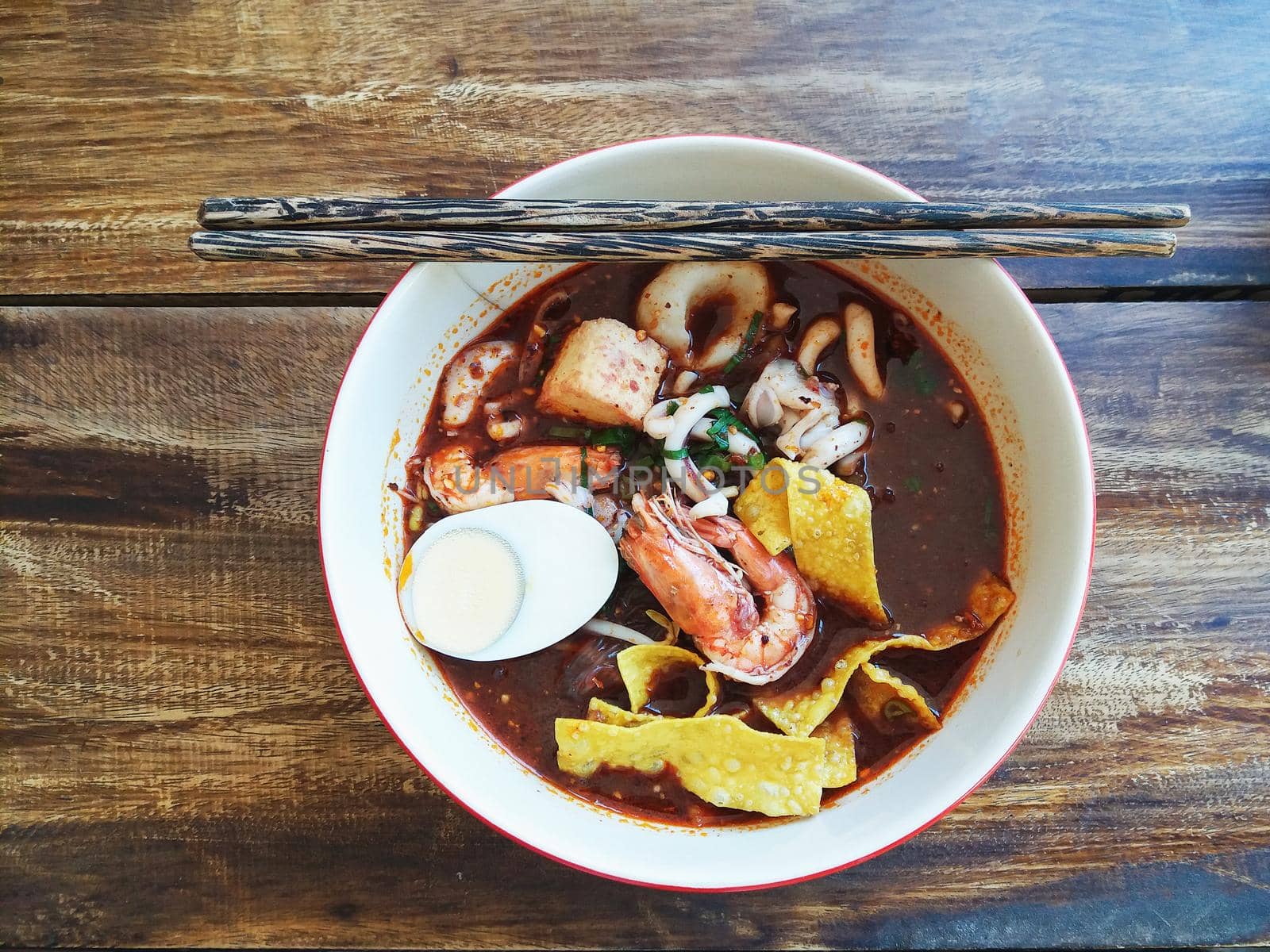 thai style sea food spicy noodle soup by Wmpix