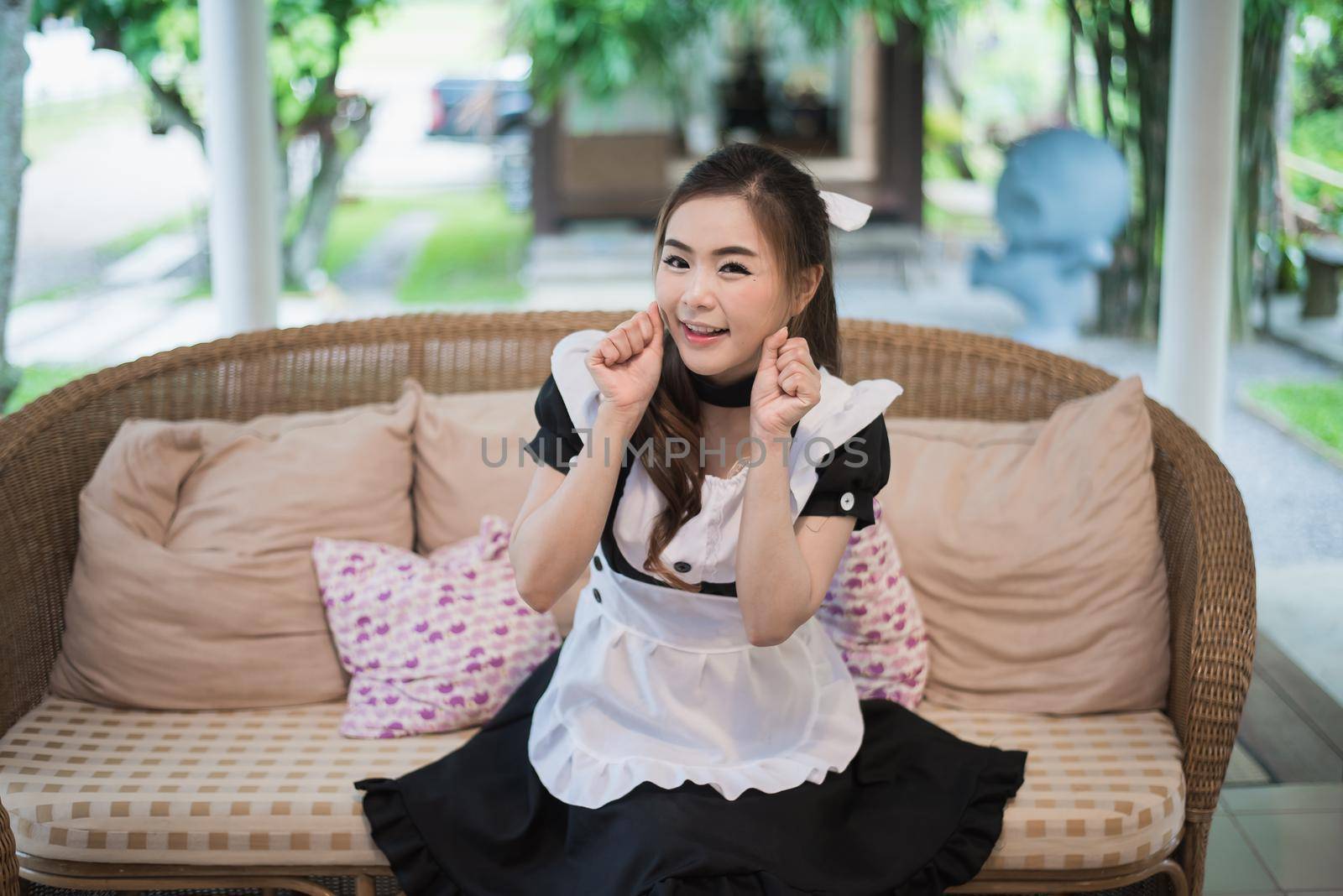 japanese style maid cosplay cute girl by Wmpix