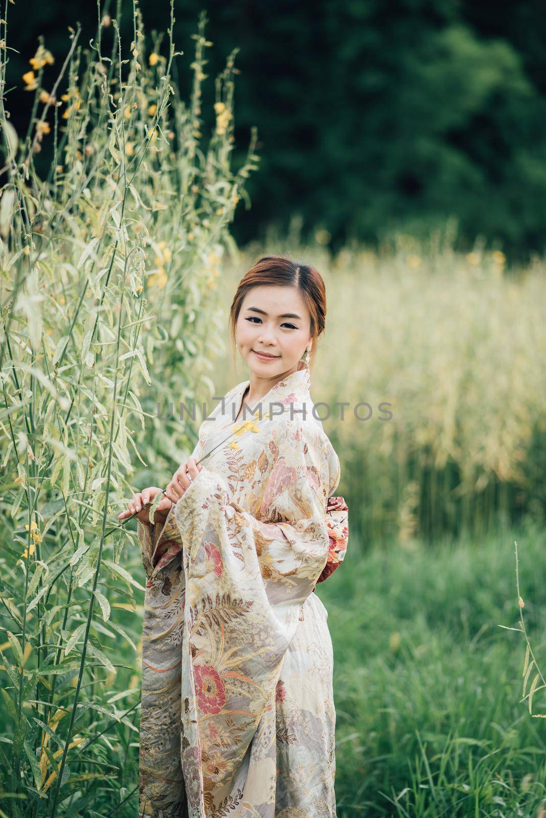 The girl cute with japanese yukata