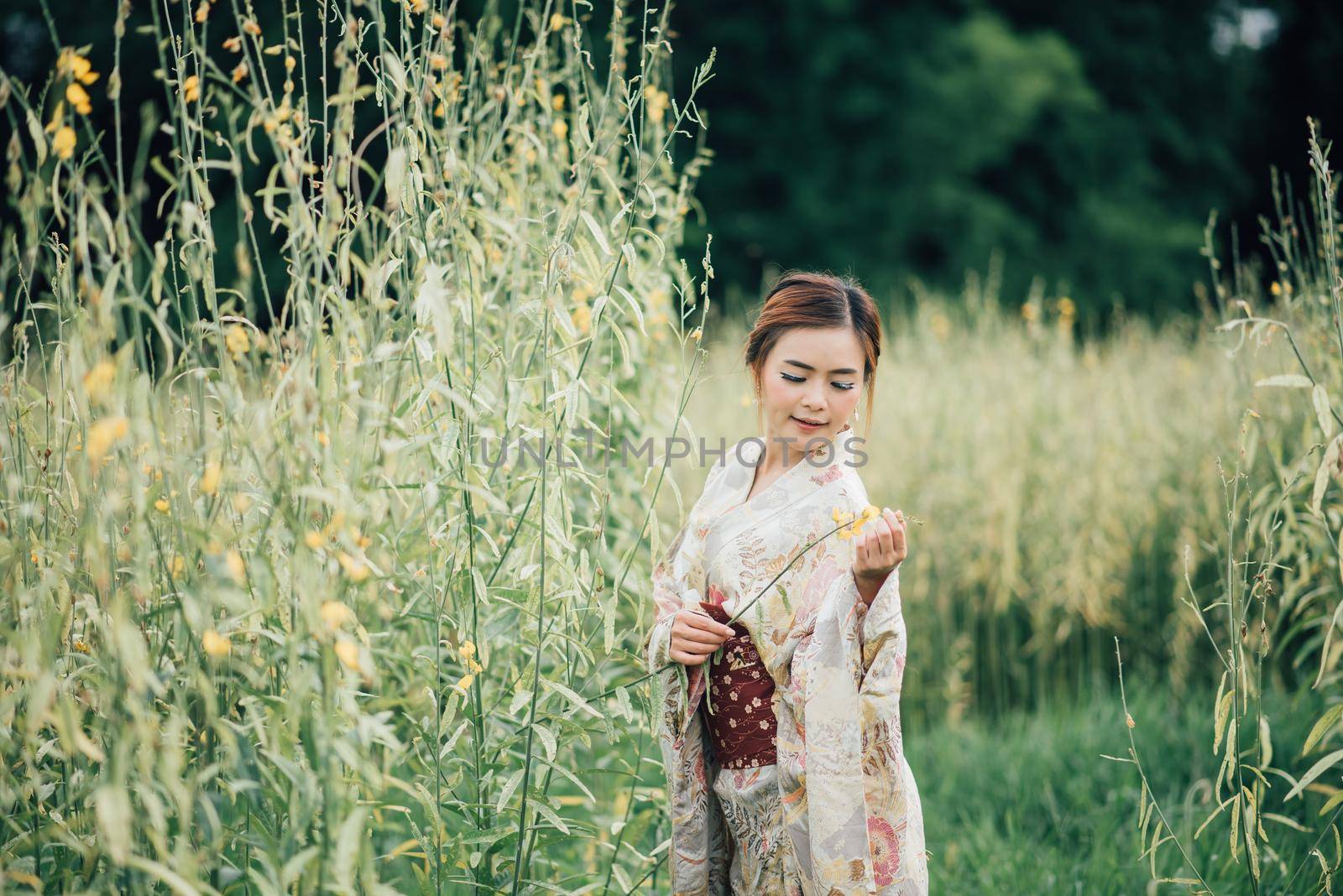 The girl cute with japanese yukata by Wmpix