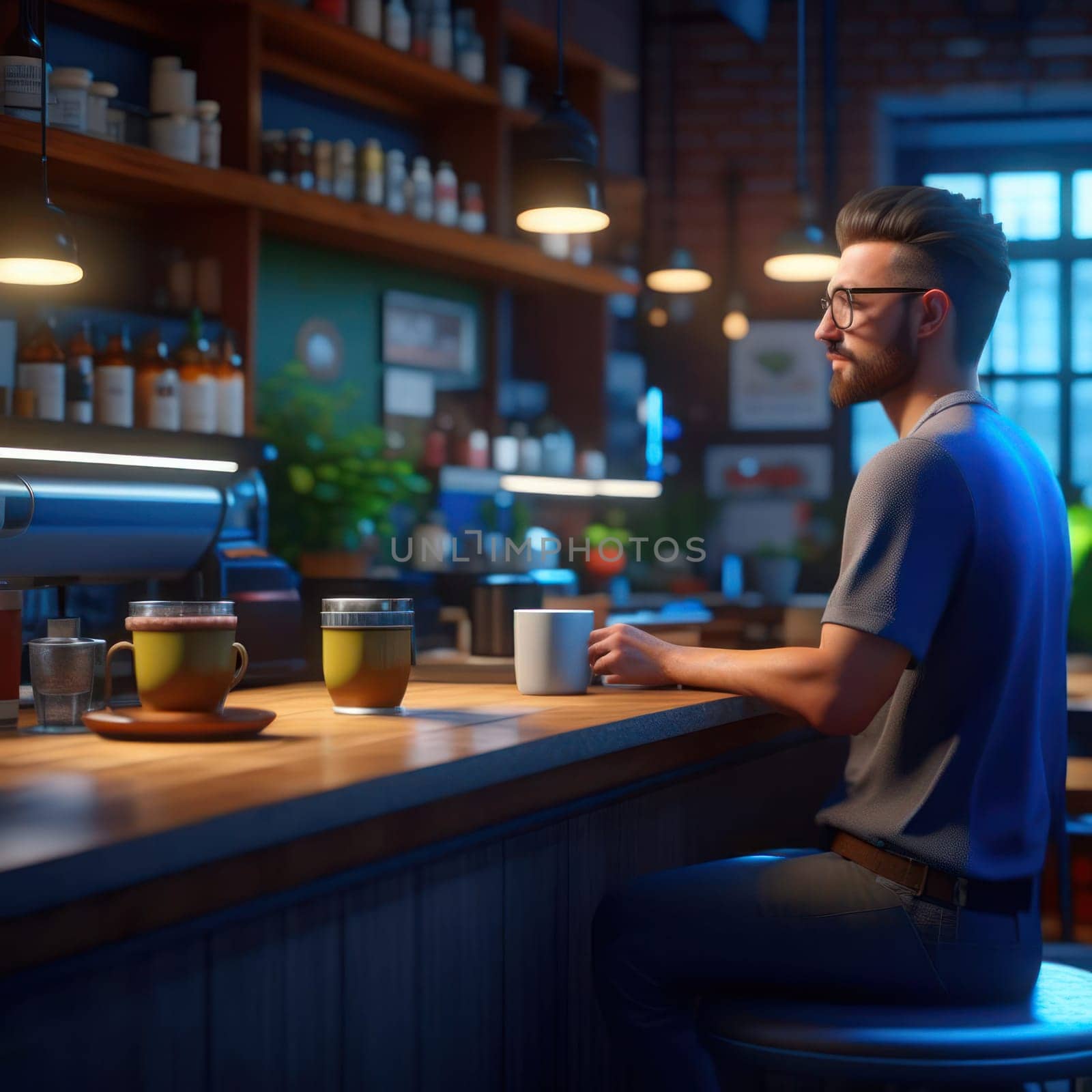 The guy in the cafe. Image created by AI