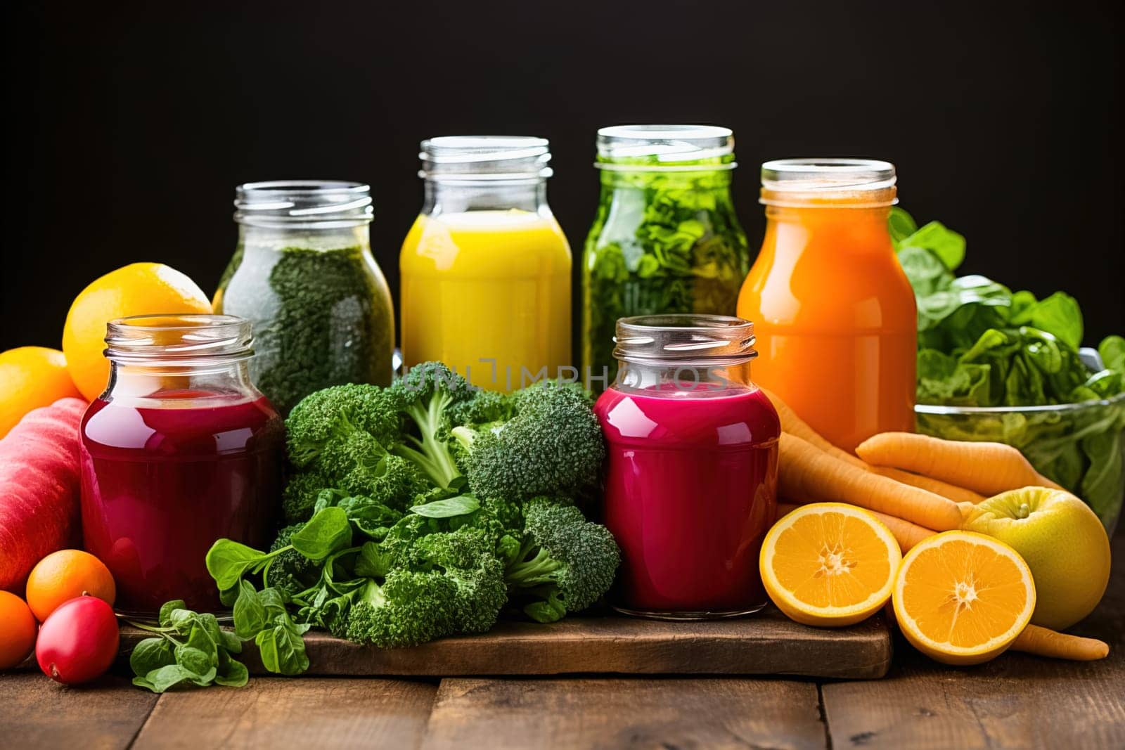 Vegetable cooling drinks in bottles. Generative AI. High quality illustration