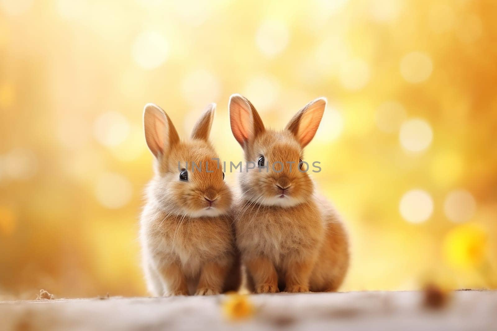 Two small rabbits are sitting side by side, generative ai by darekb22