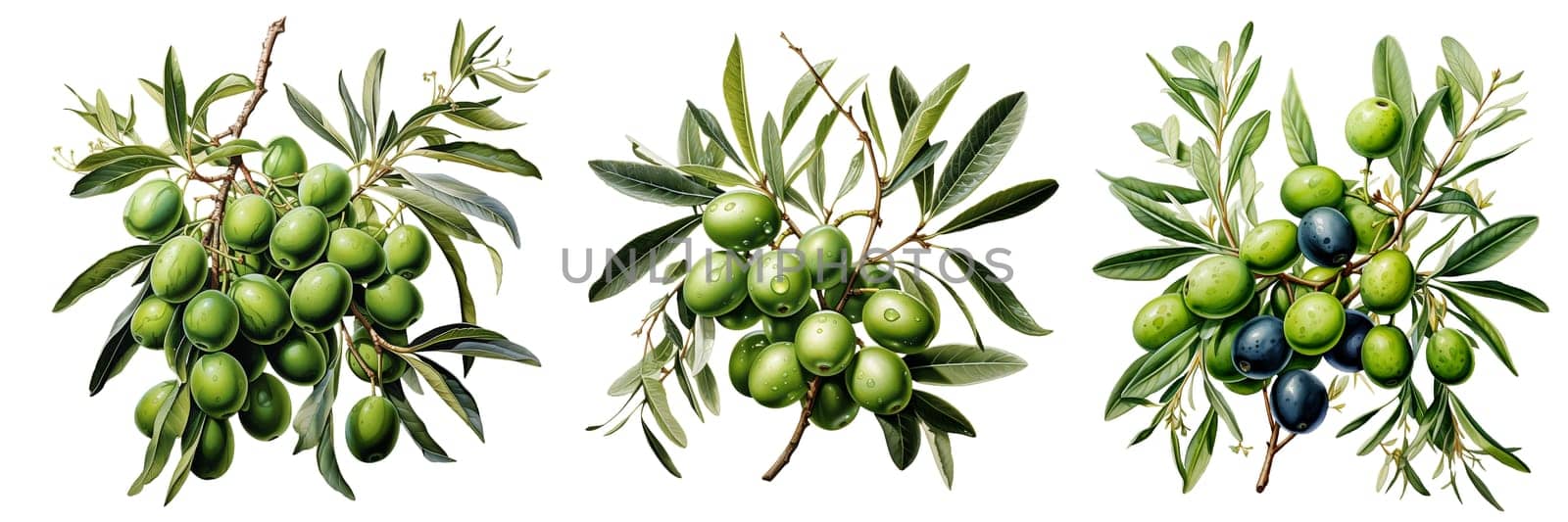 Olives seamless pattern color sketch style hand drawn background, olive branches with leaves on white background. Italian food. ai by maclura