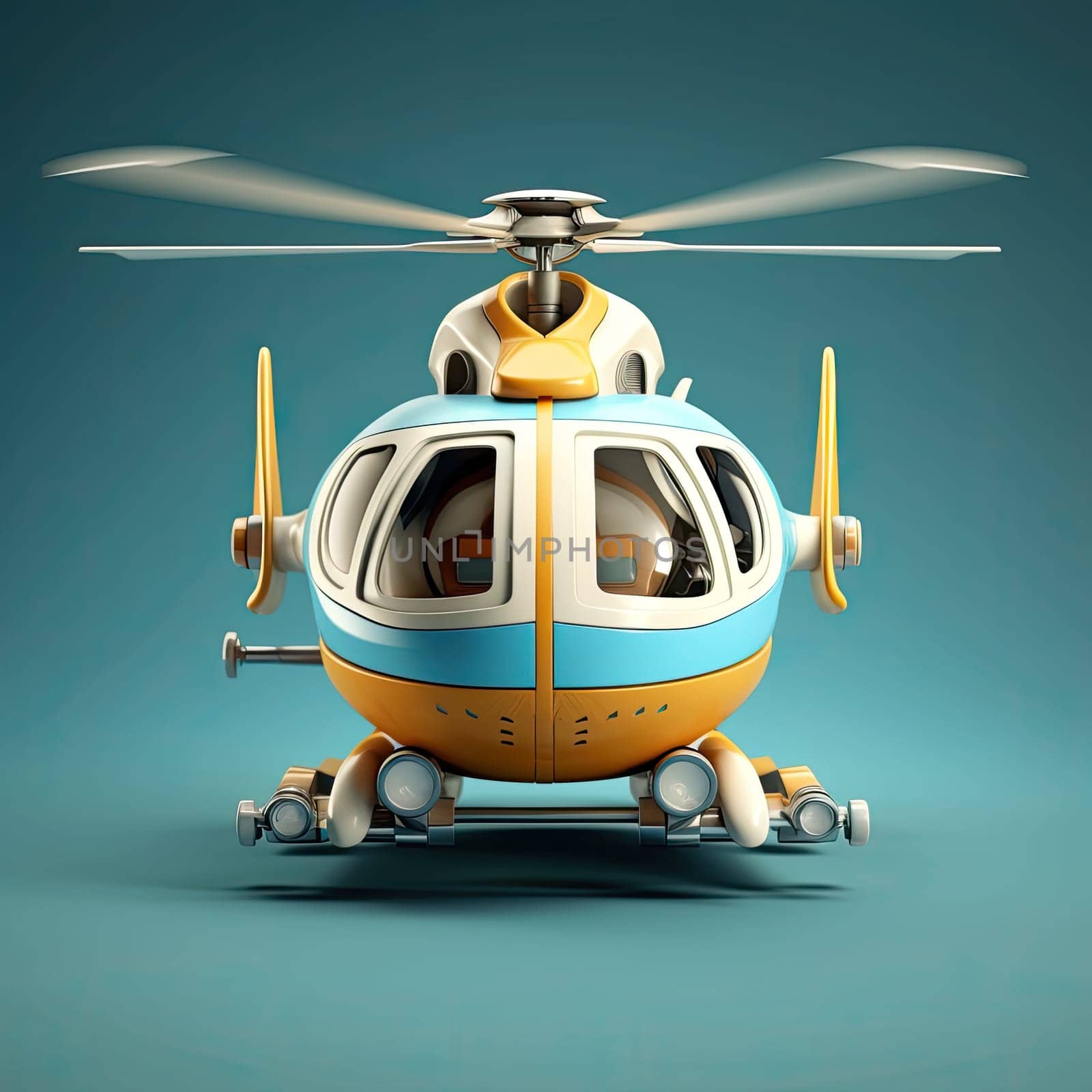 Helicopter 3d cartoon illustration - Generative AI. by simakovavector