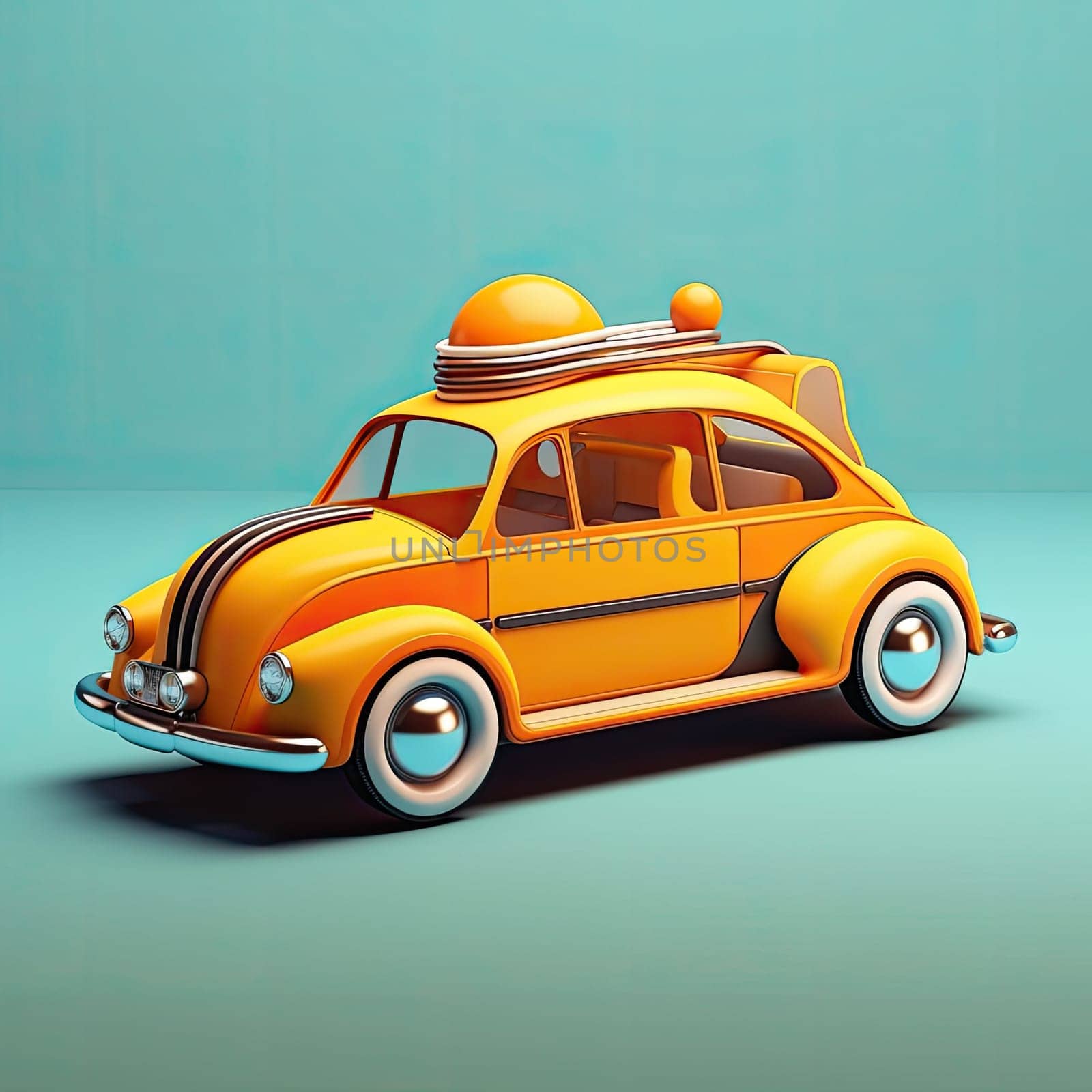 Hybrid car 3d cartoon illustration - Generative AI. Hybrid, car, transport, wheels.