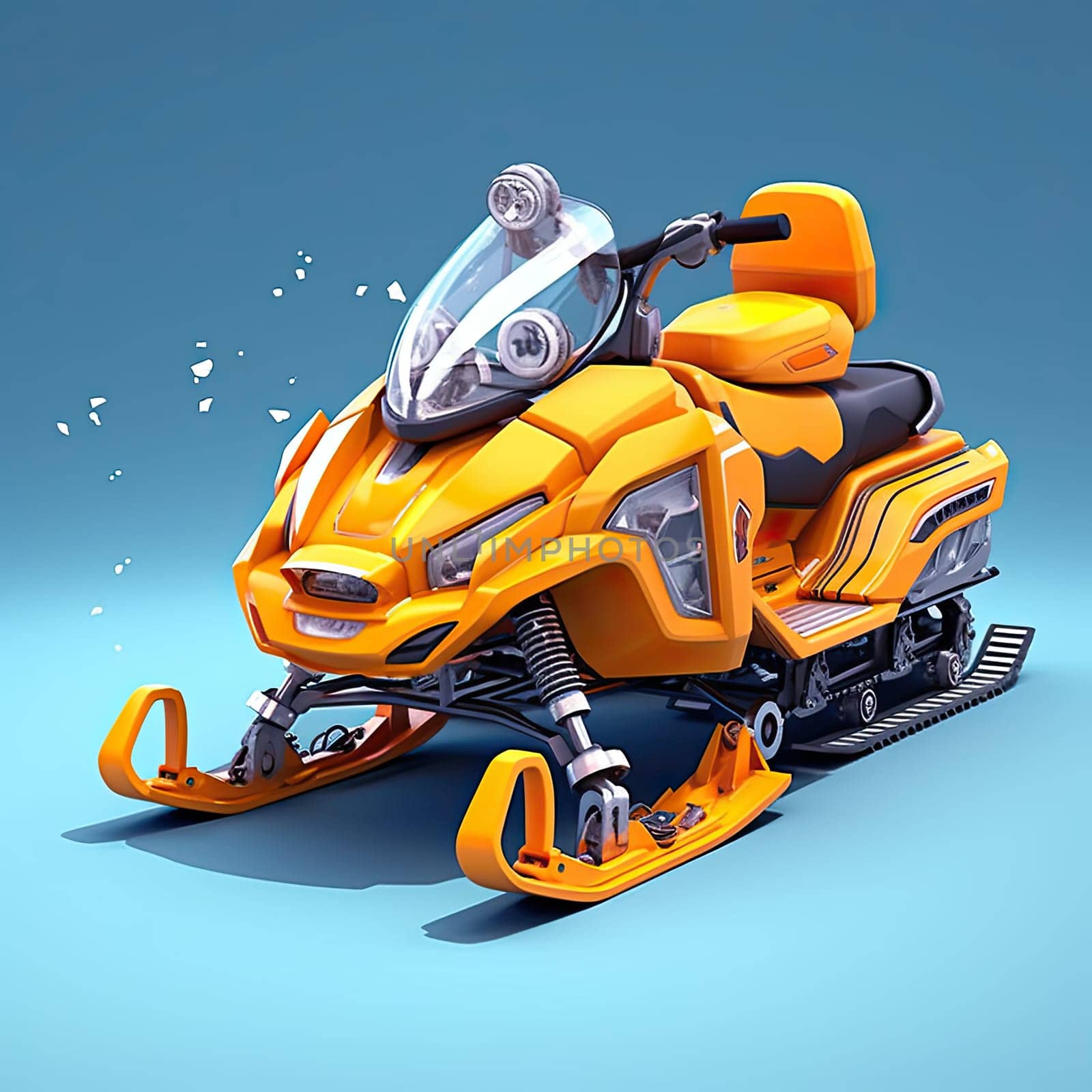 Snowmobile 3d cartoon illustration - Generative AI. by simakovavector