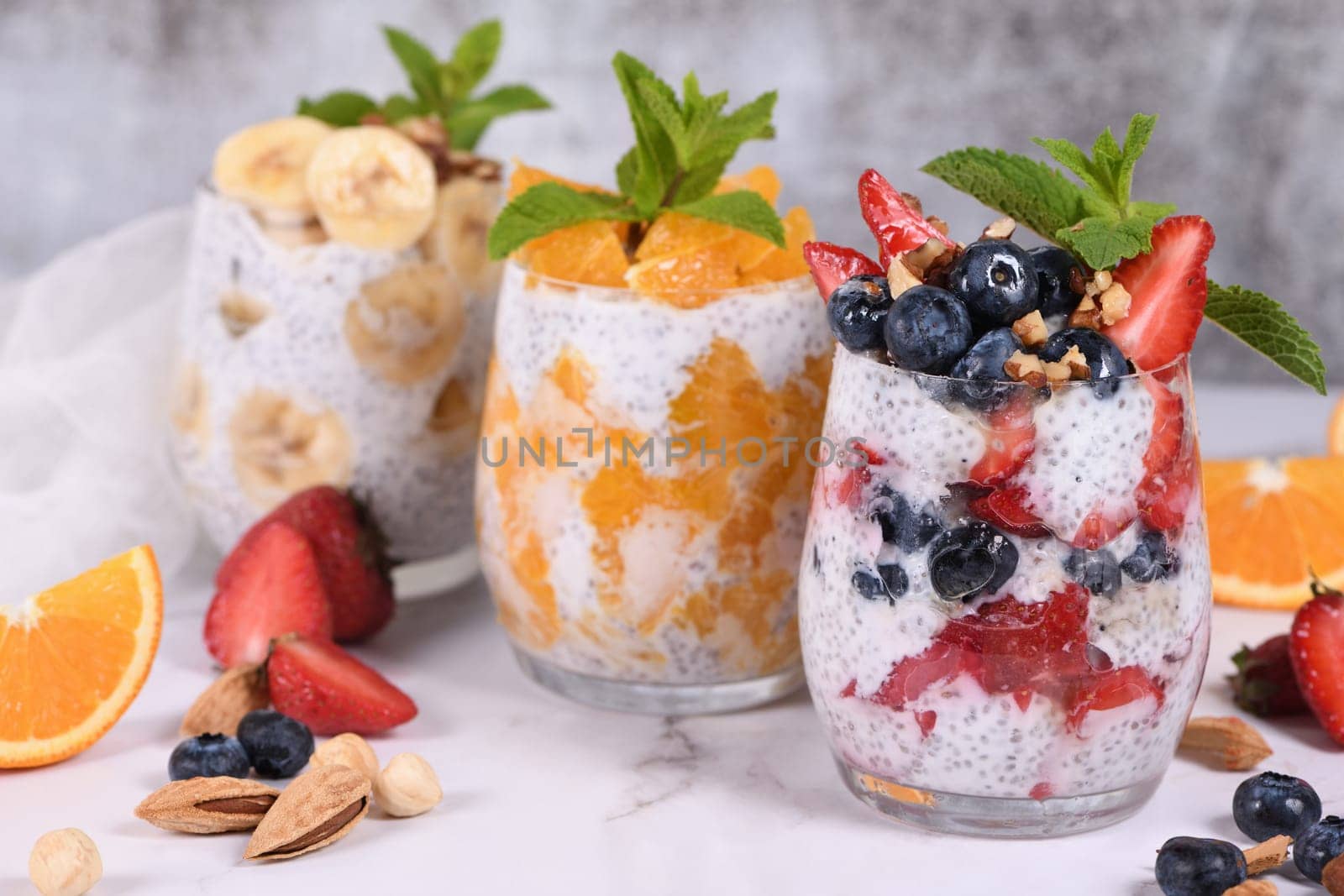 This Chia Pudding is made with Greek Yogurt and pieces of fruit and honey. Is deliciously creamy, healthy, and very quick and easy to make. The perfect breakfast. Vegan-adaptable. Gluten-free.