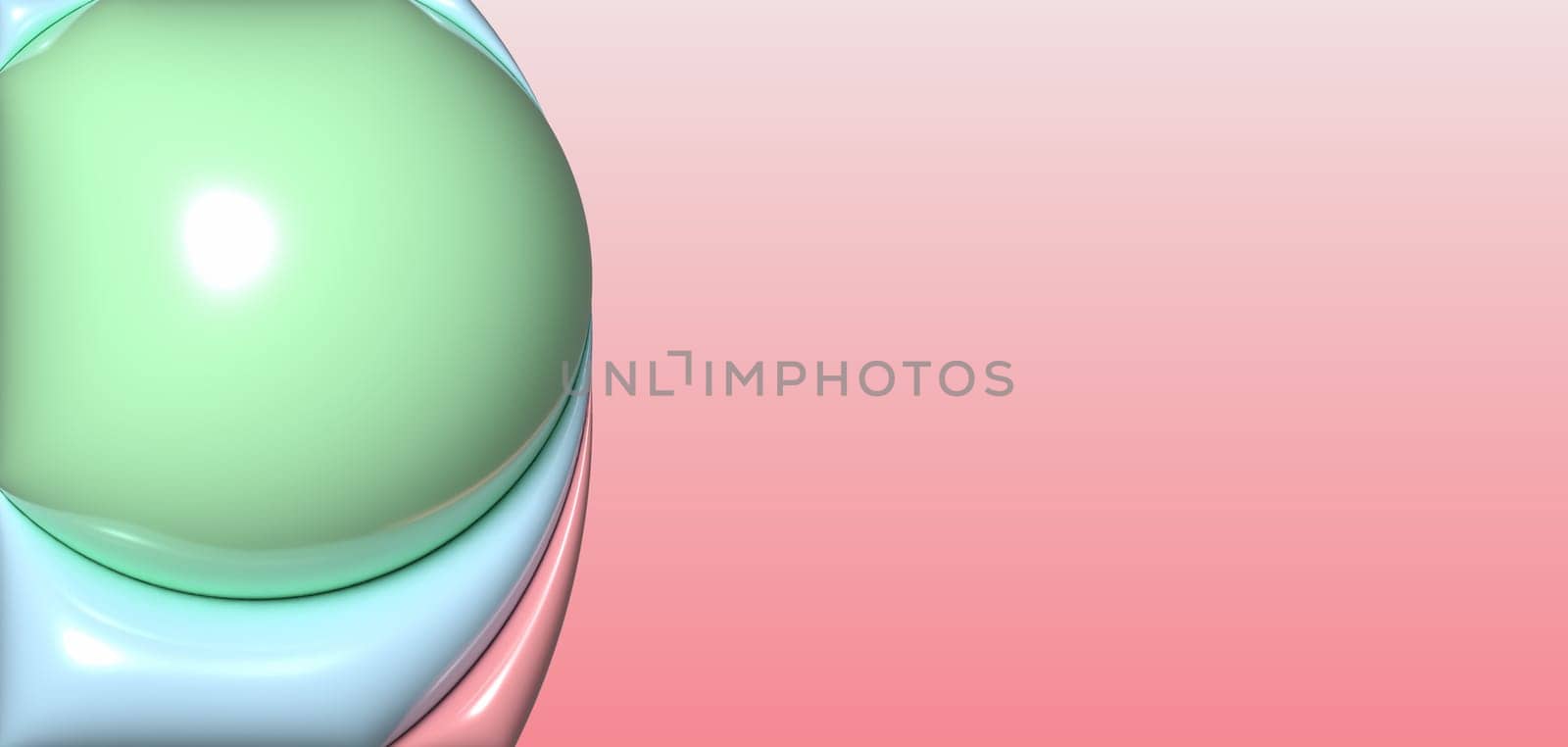 Abstract pink background with curved lines, 3D rendering illustration, inflated figures, banner