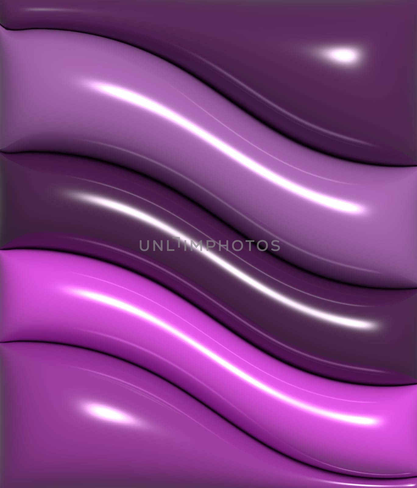Abstract purple background with curved lines, 3D rendering illustration, inflated figures